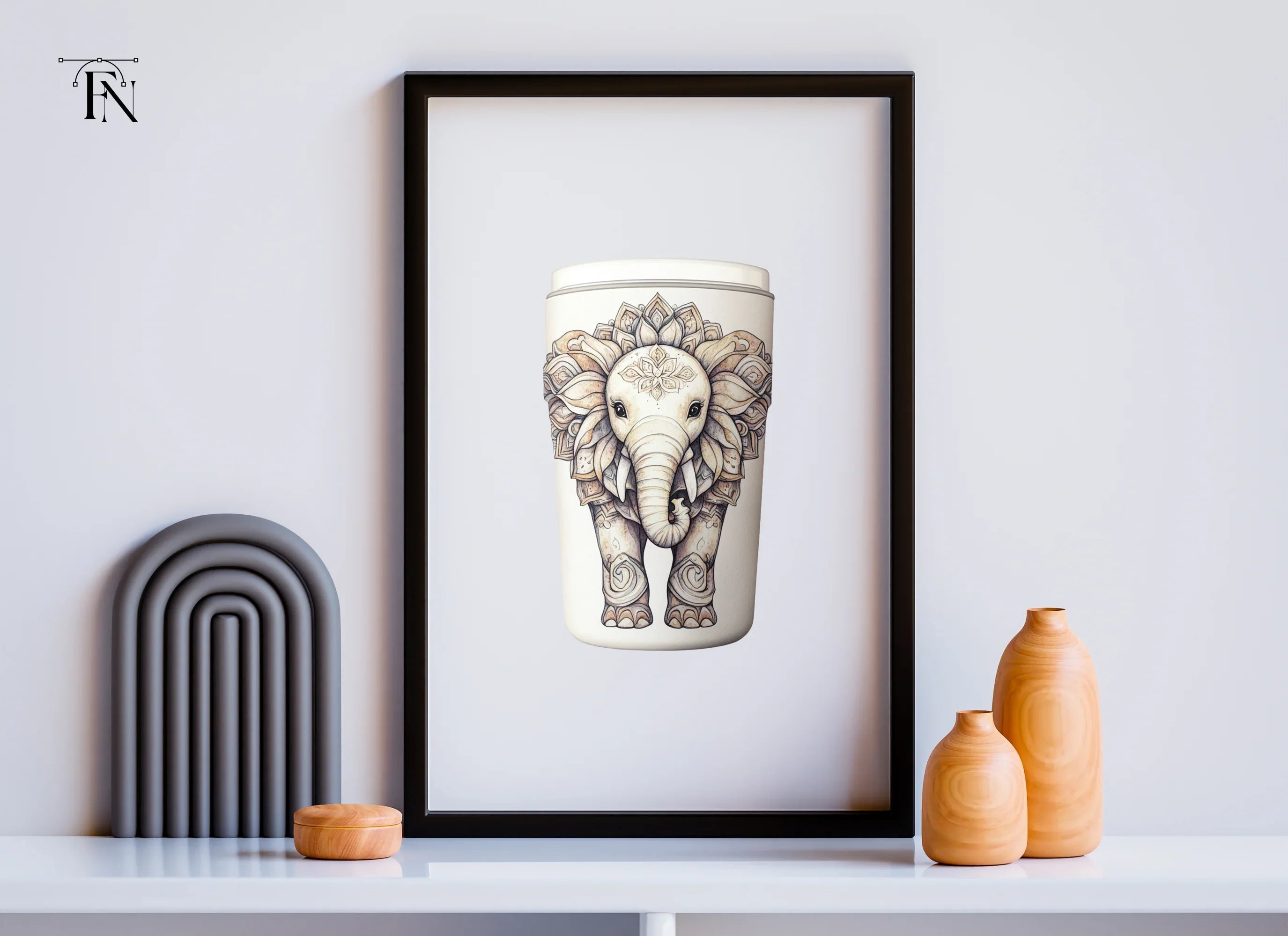 Mandala Elephant Tumbler Clipart Bundle