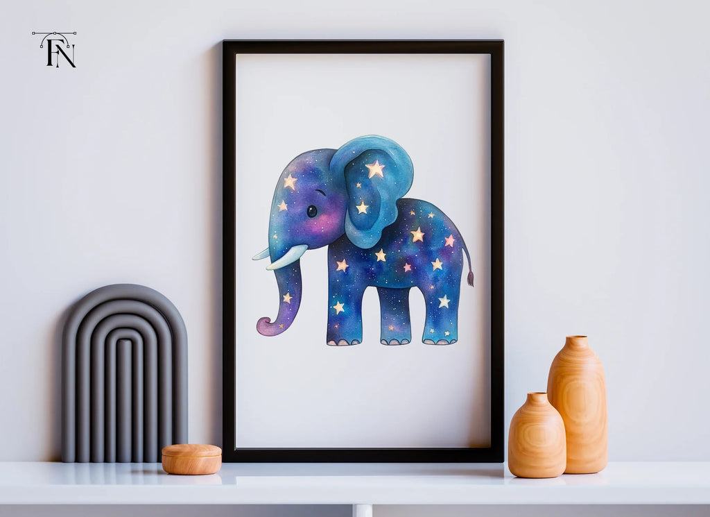 Starry Night Elephant Clipart Bundle