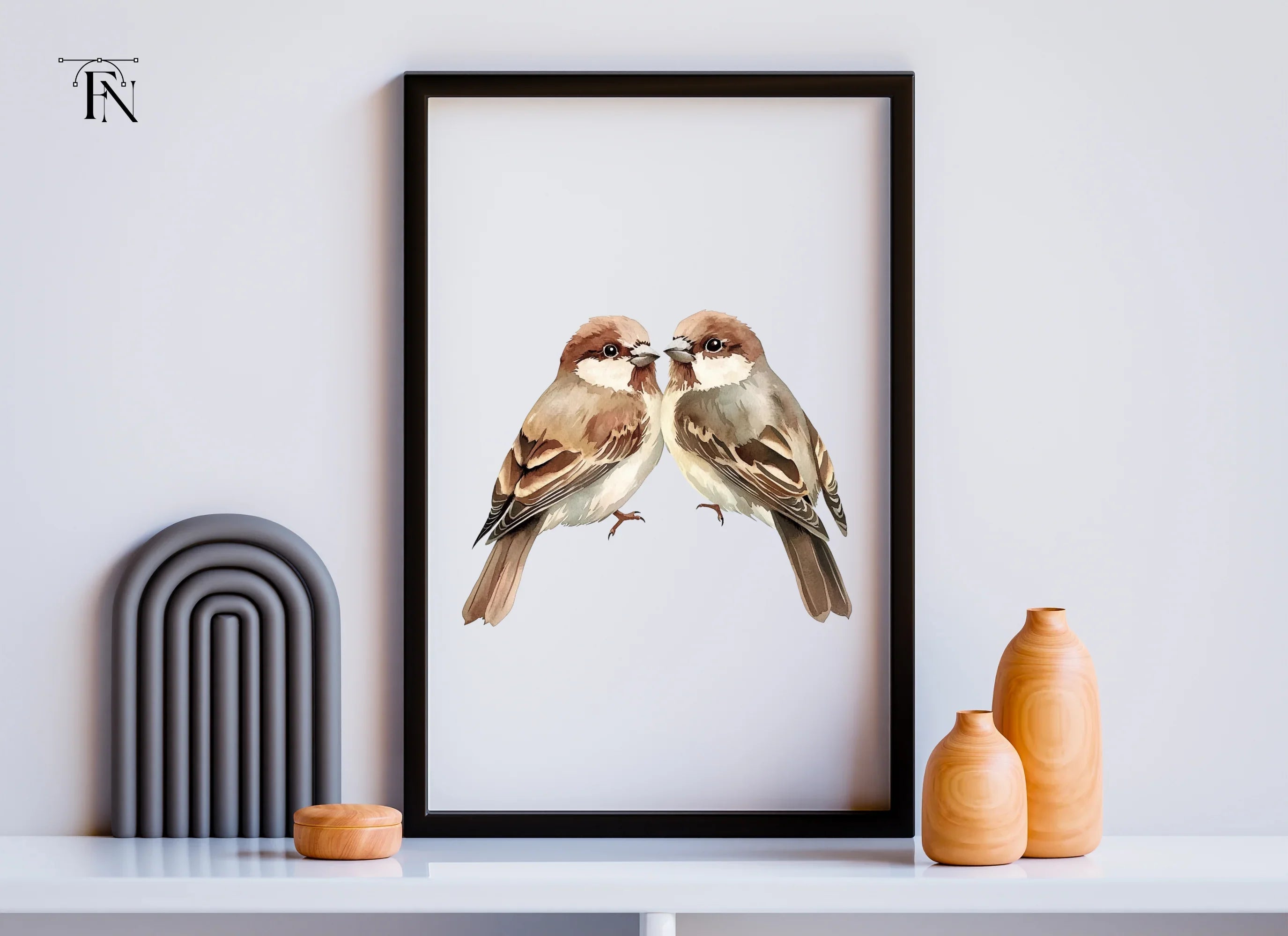 Cute Sparrow Pairs Clipart Bundle