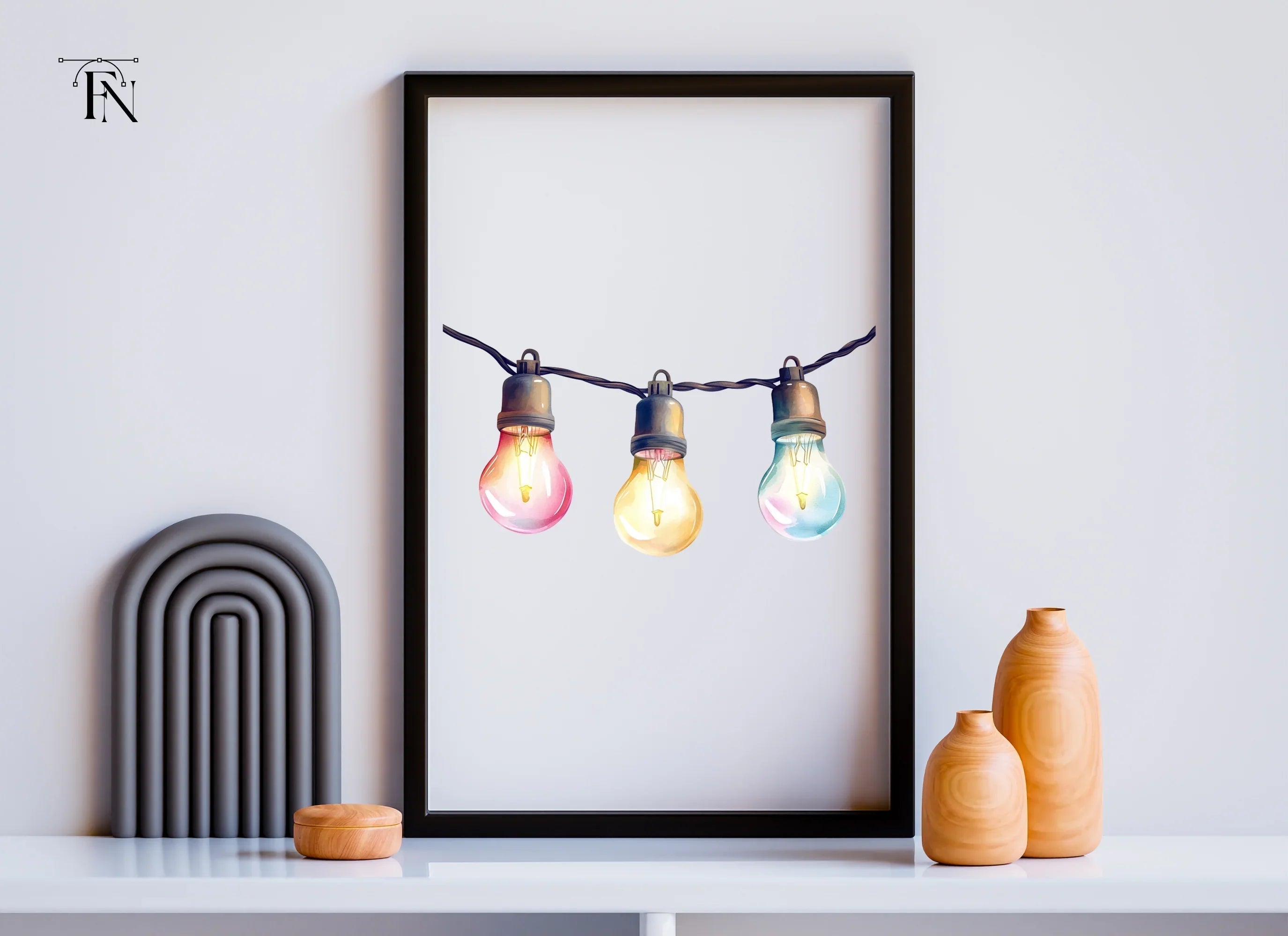 Colorful String Lights Clipart Bundle