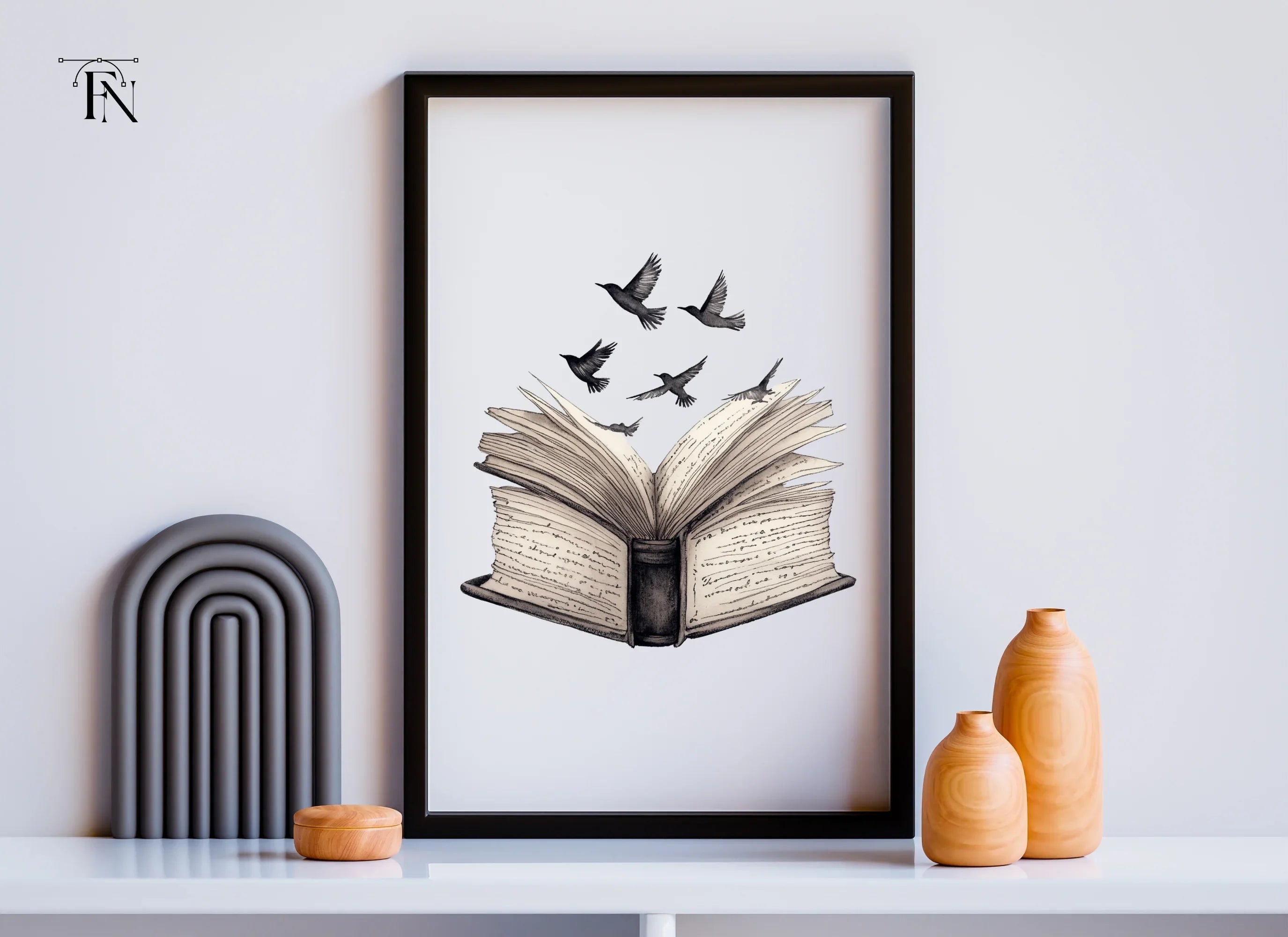 Open Books with Flying Birds Clipart Bundle