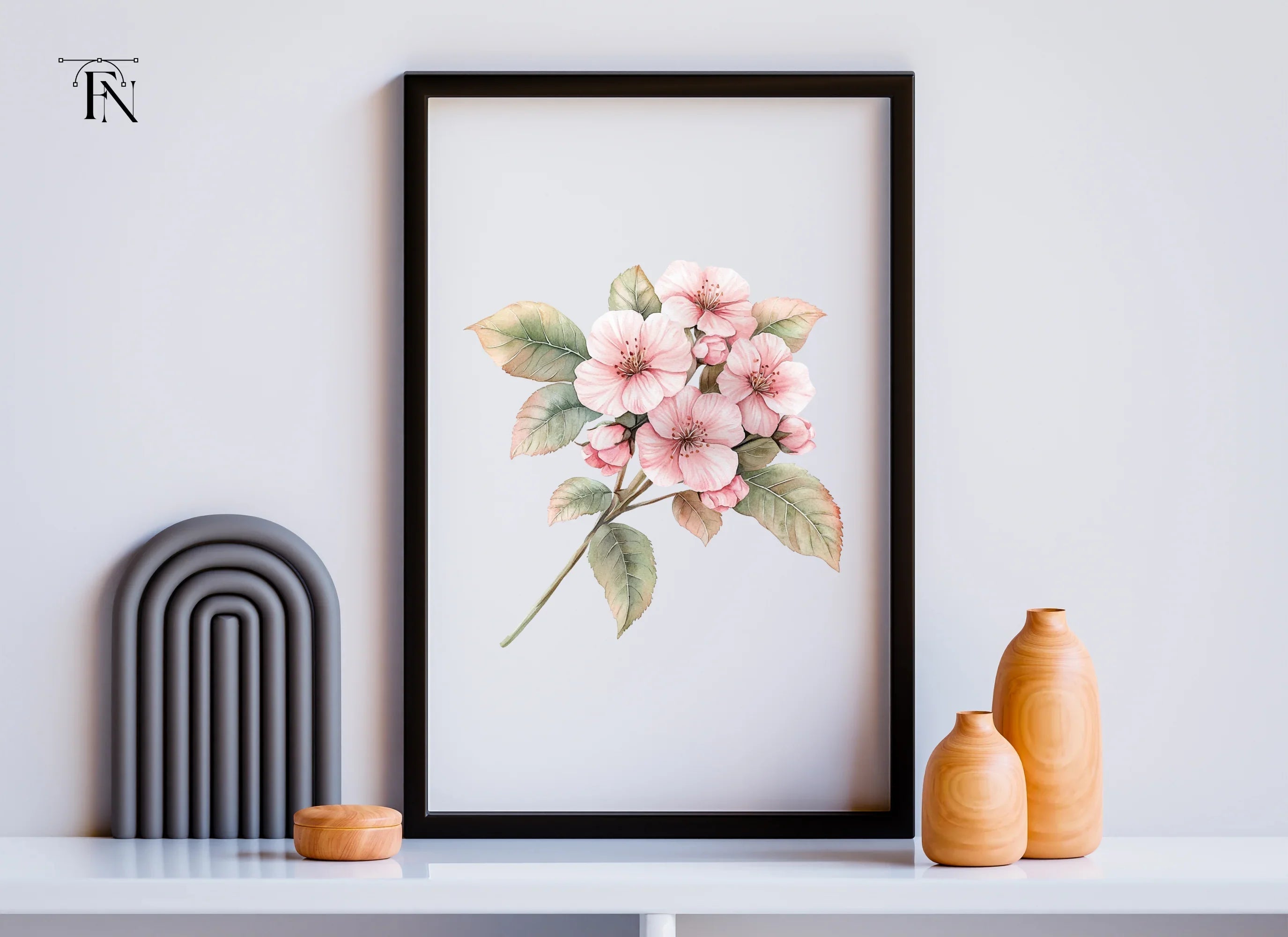 Pink Cherry Blossom Branch Clipart Bundle