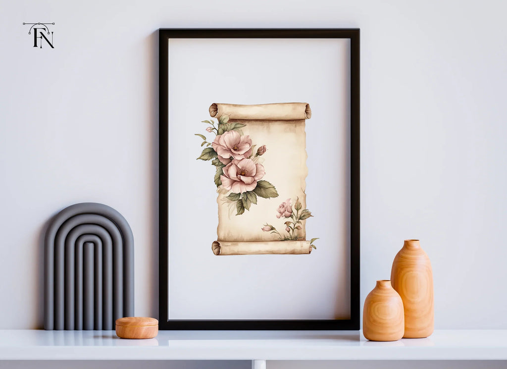 Vintage Rose Scroll Clipart Bundle