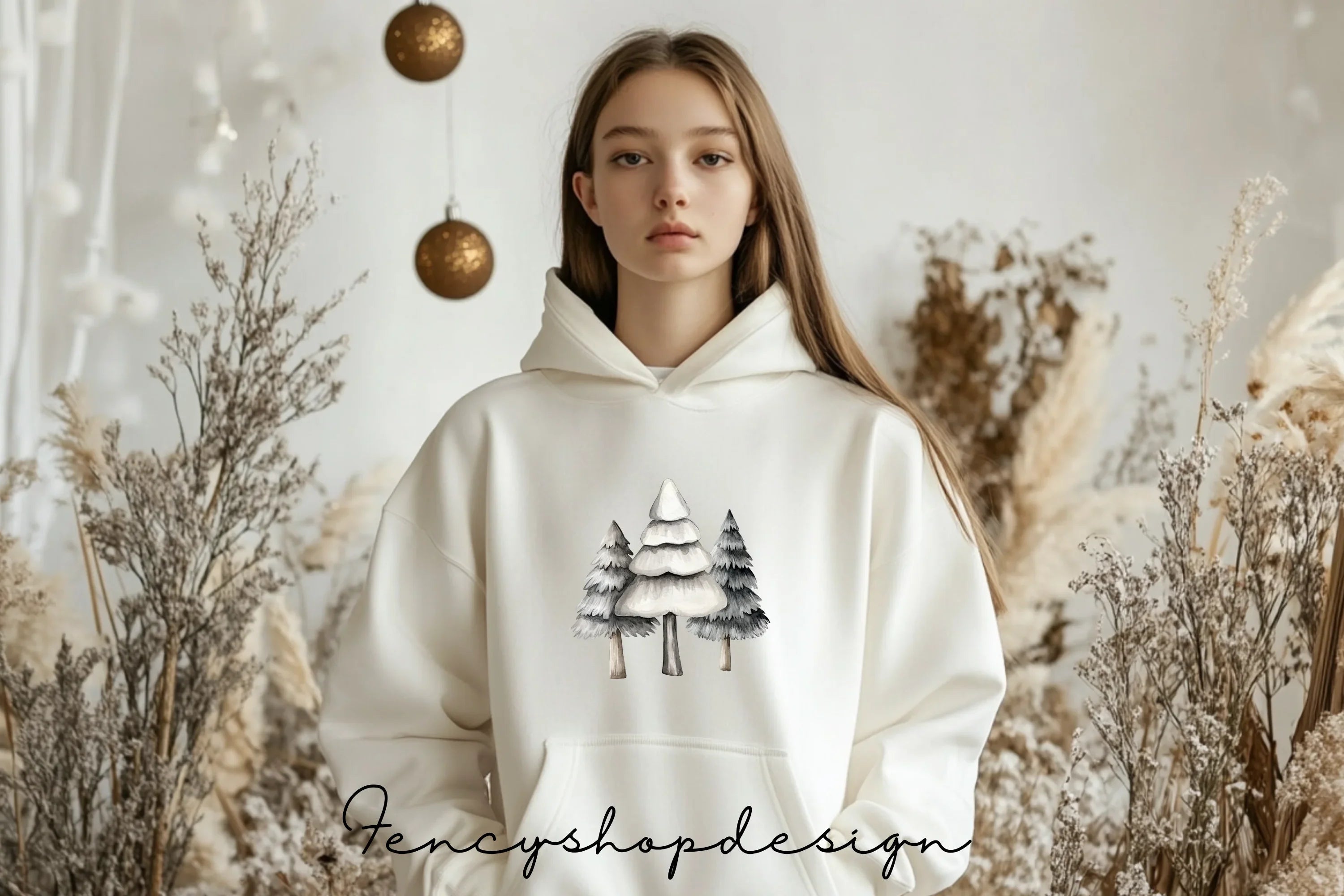 Winter Forest Tree Clipart Bundle