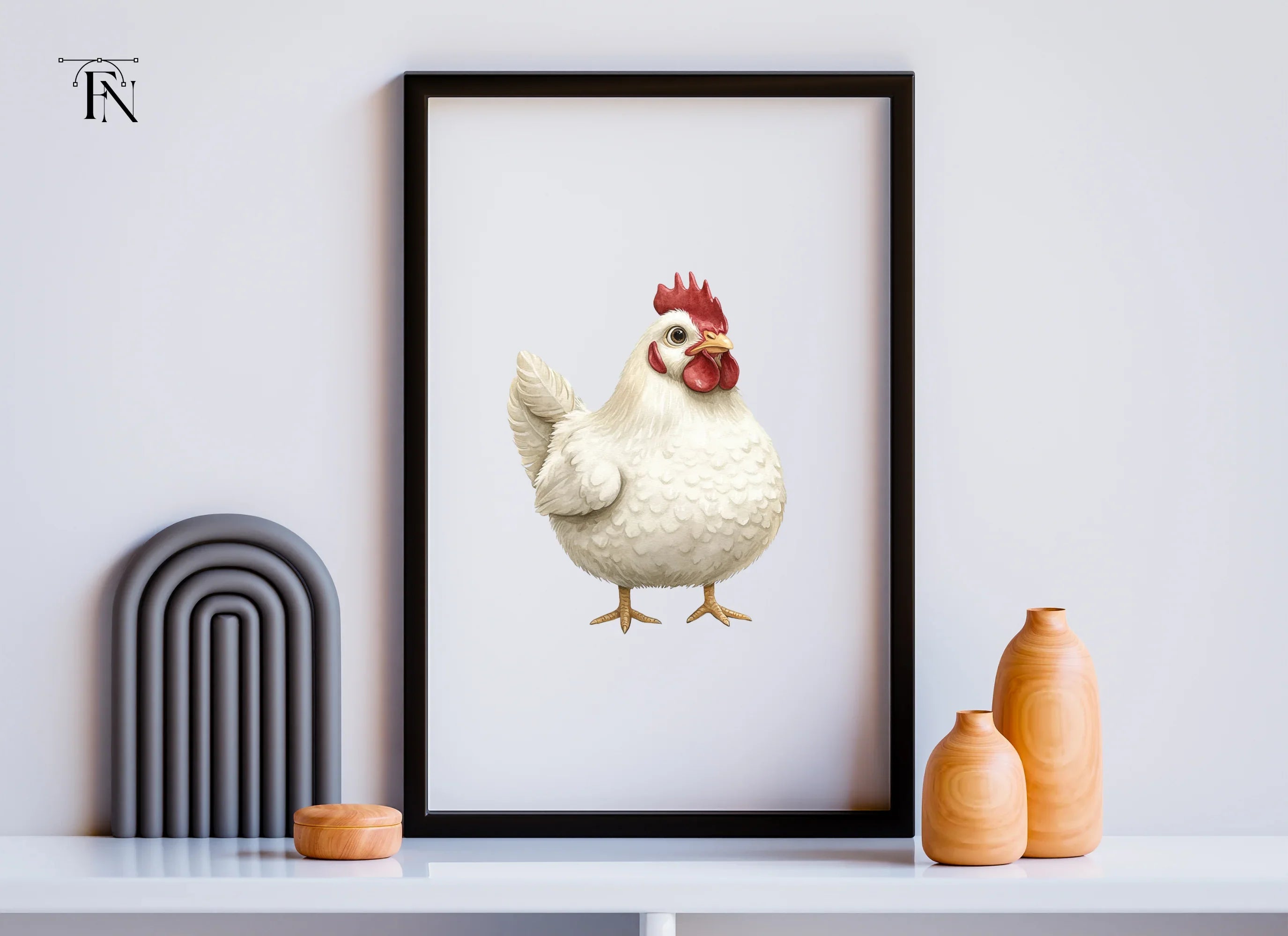 Cute White Hen Illustration Clipart Bundle