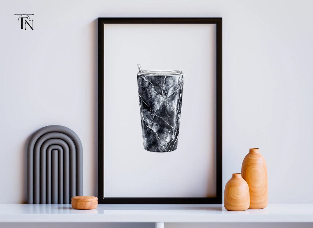 Black Marble Tumbler Clipart Bundle