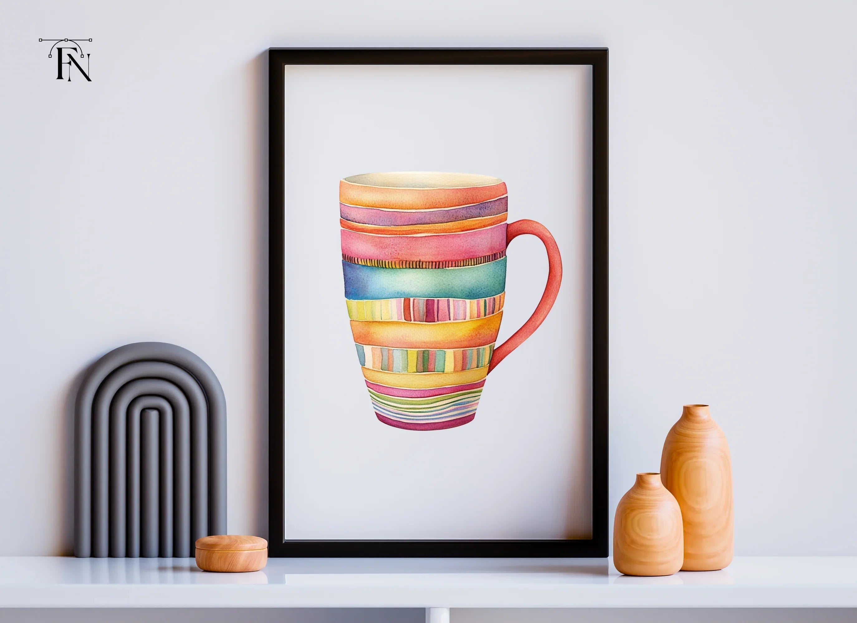 Stacked Striped Mugs Clipart Bundle
