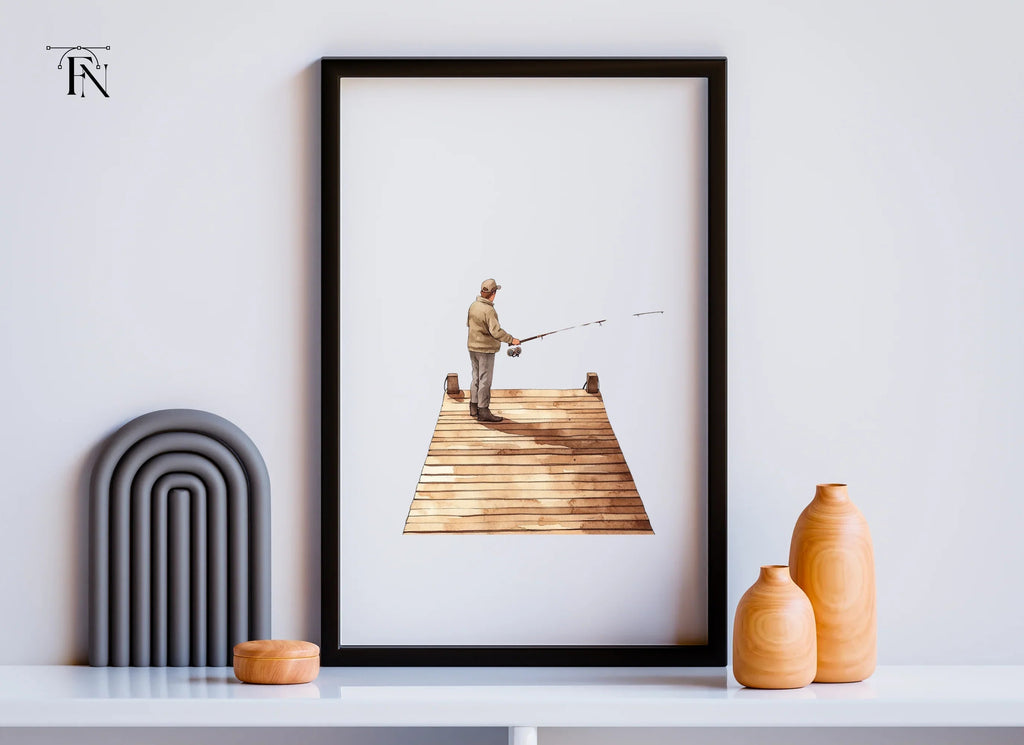 Fisherman on Dock Clipart Bundle