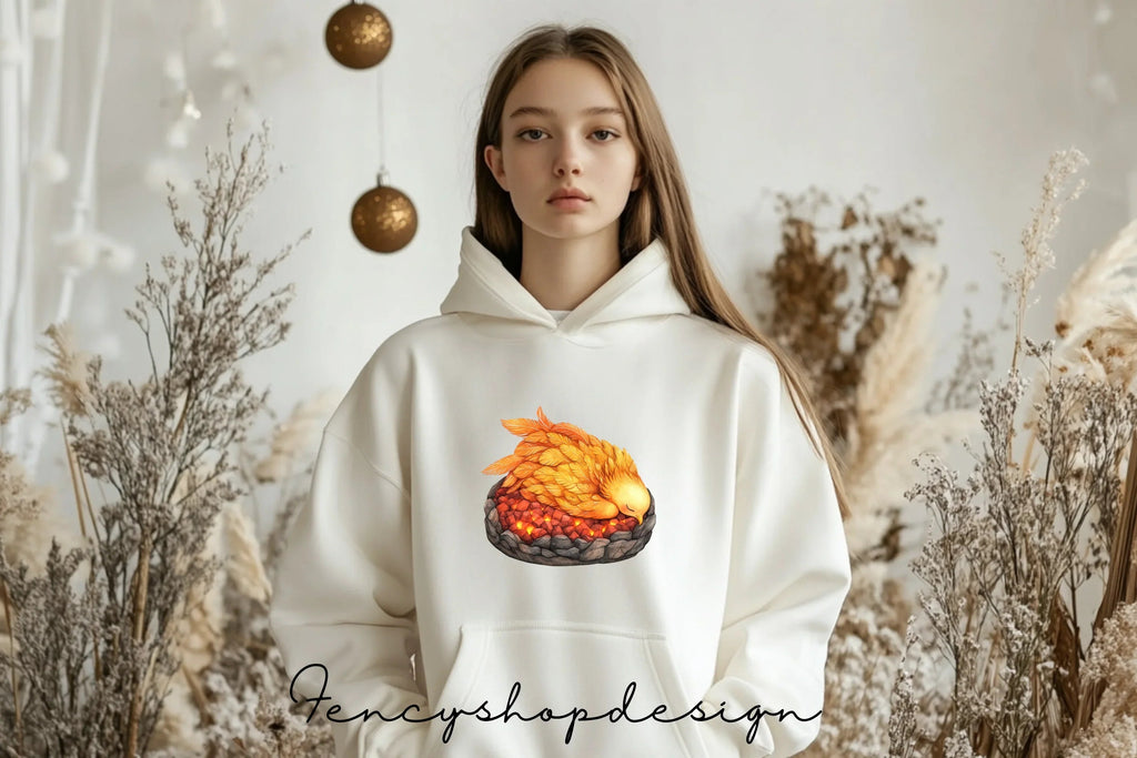 Sleeping Phoenix Chick in Ember Nest Clipart Bundle