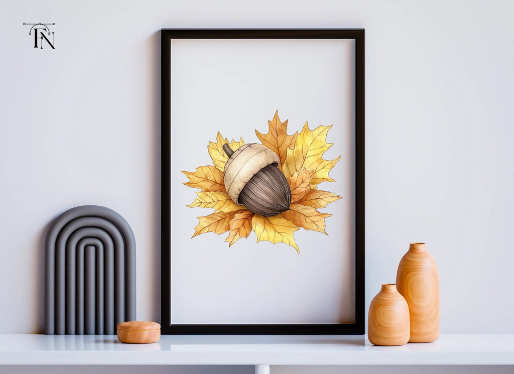 Autumn Acorns and Maple Leaves Clipart Bundle