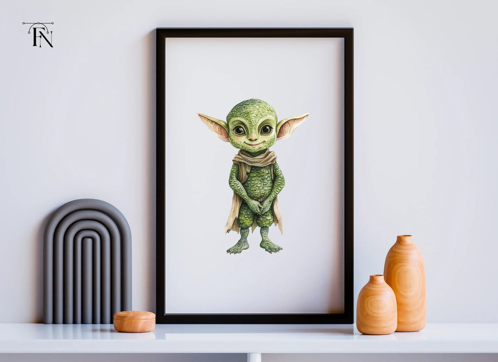 Cute Green Alien Creature Clipart Bundle