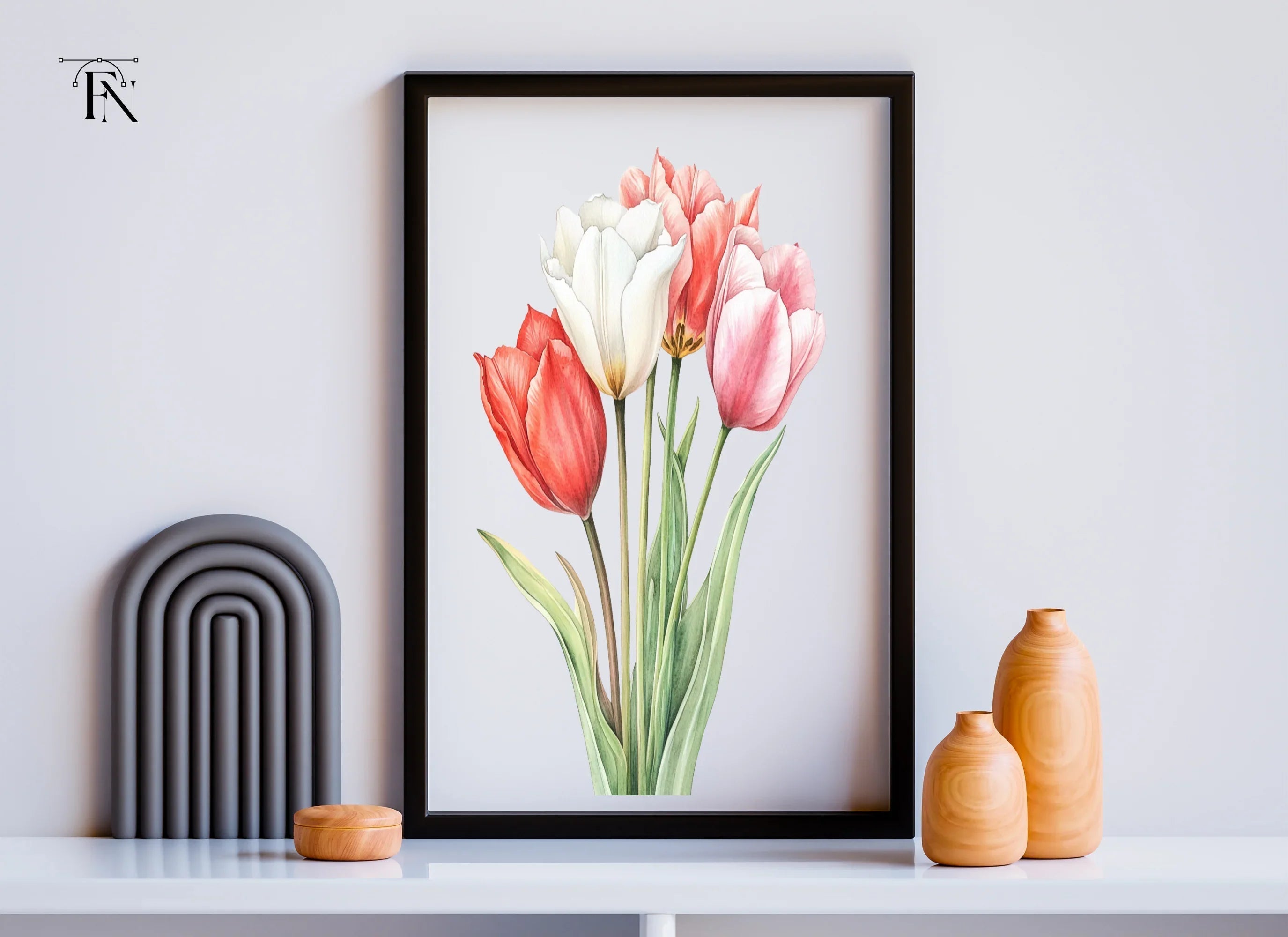 Elegant Pink and Red Tulip Clipart Bundle