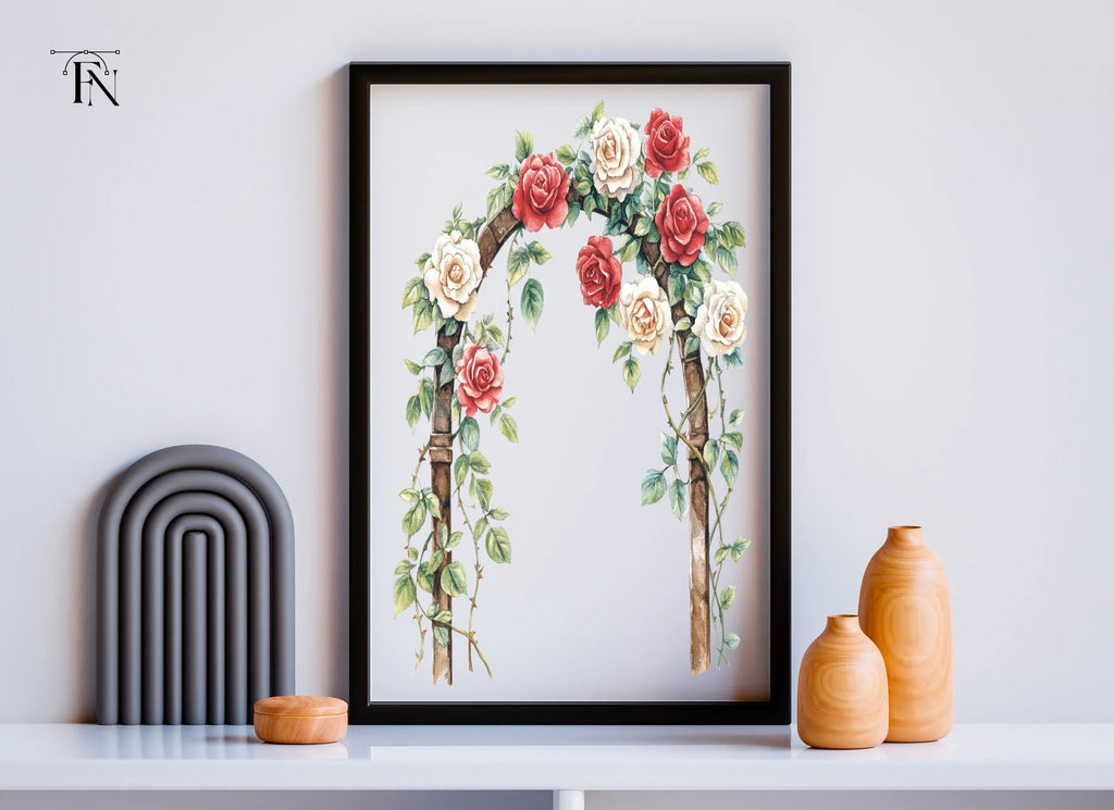 Elegant Rose Archway Clipart Bundle