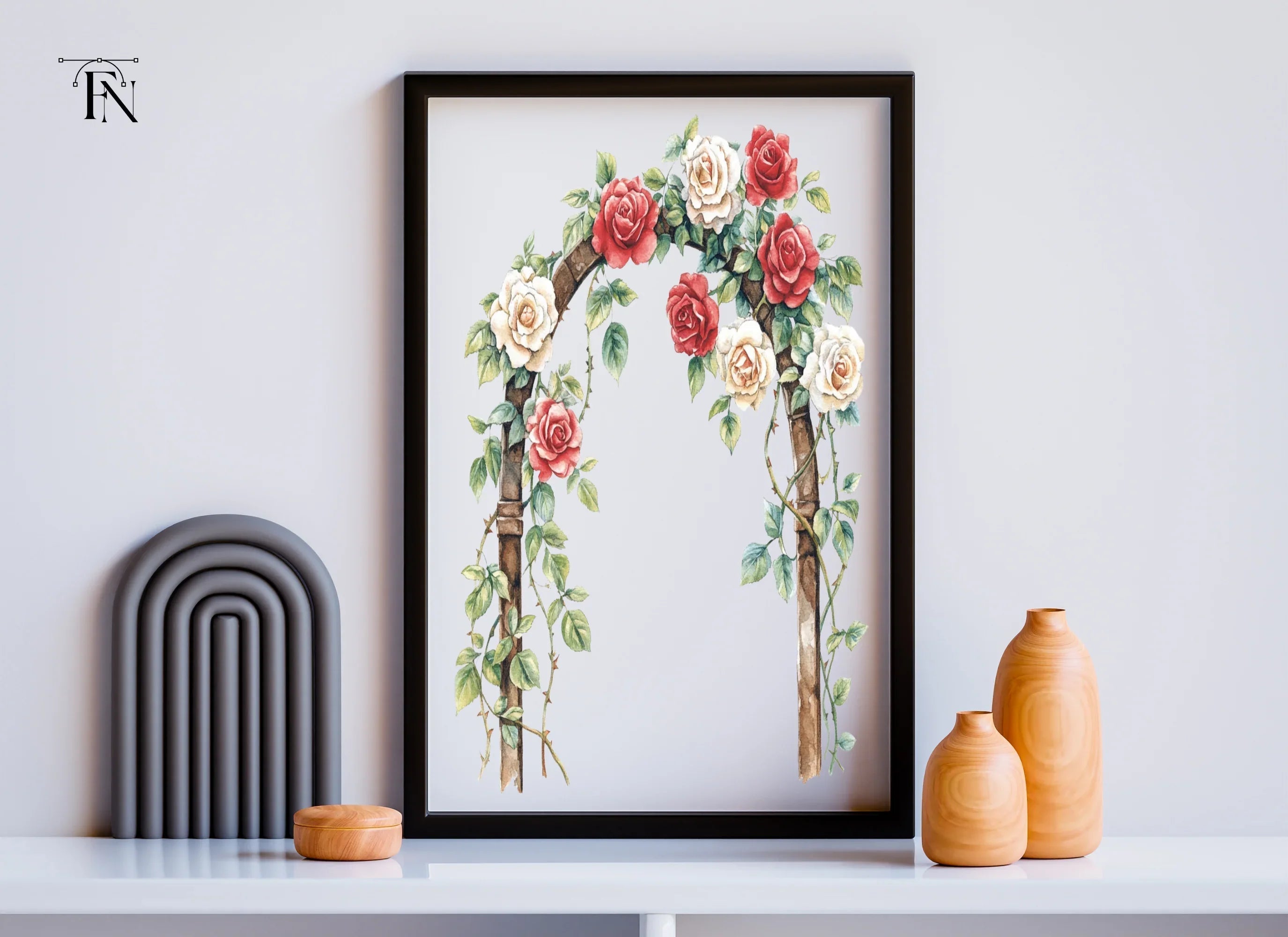 Elegant Rose Archway Clipart Bundle