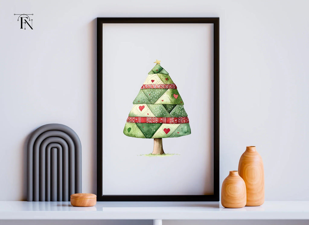 Quilted Christmas Tree Clipart Bundle