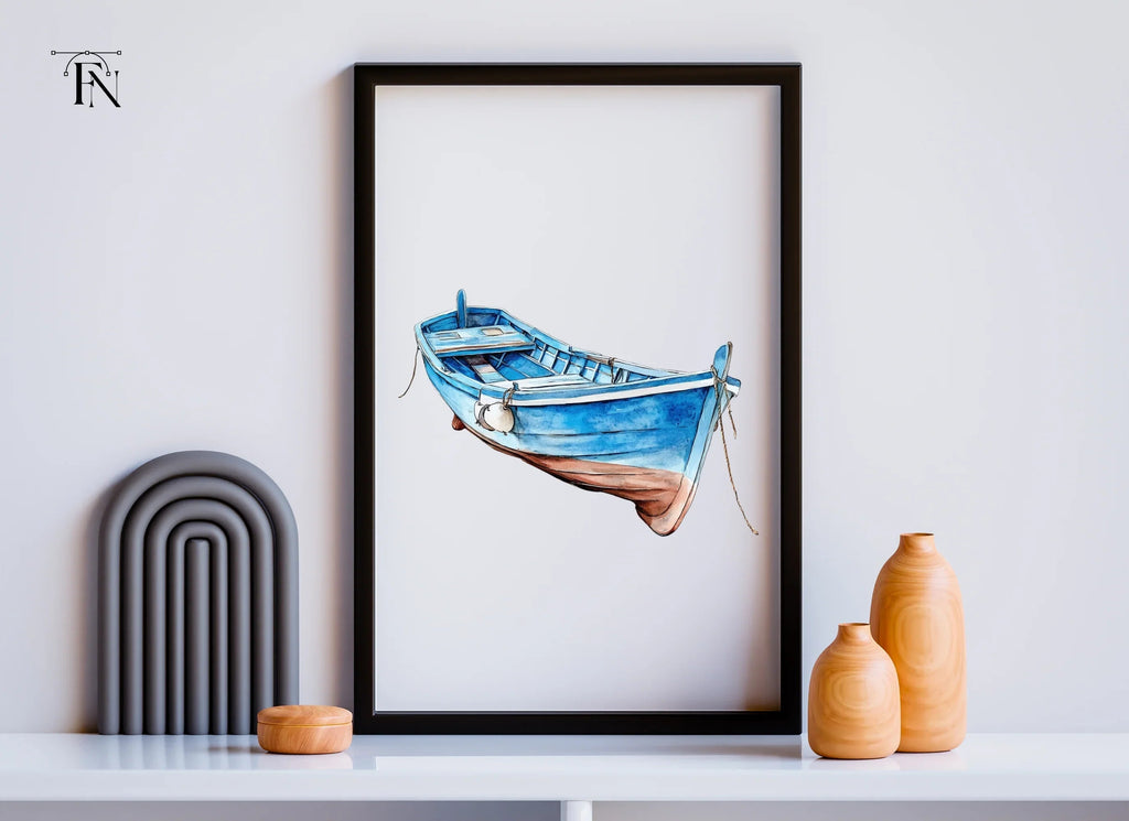 Blue Fishing Boats Clipart Bundle