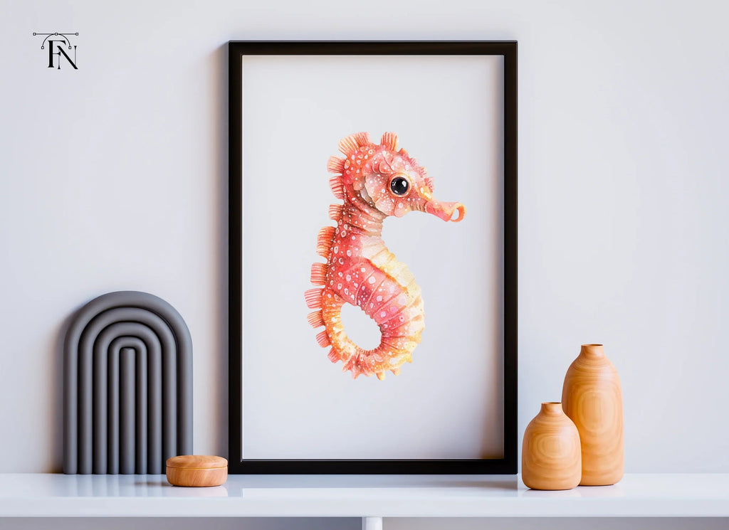Pink and Orange Seahorse Clipart Bundle