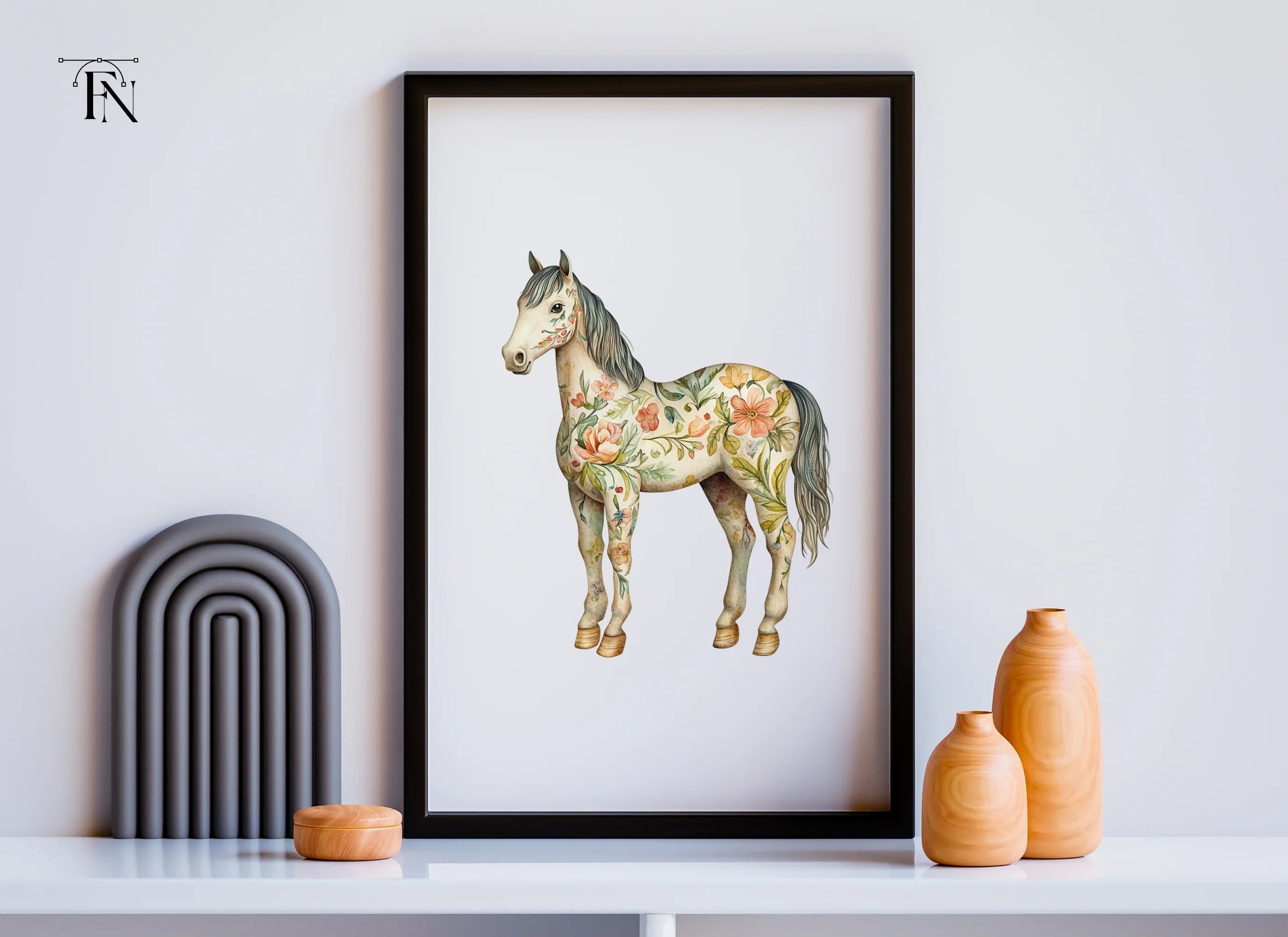 Floral Horses Clipart Bundle