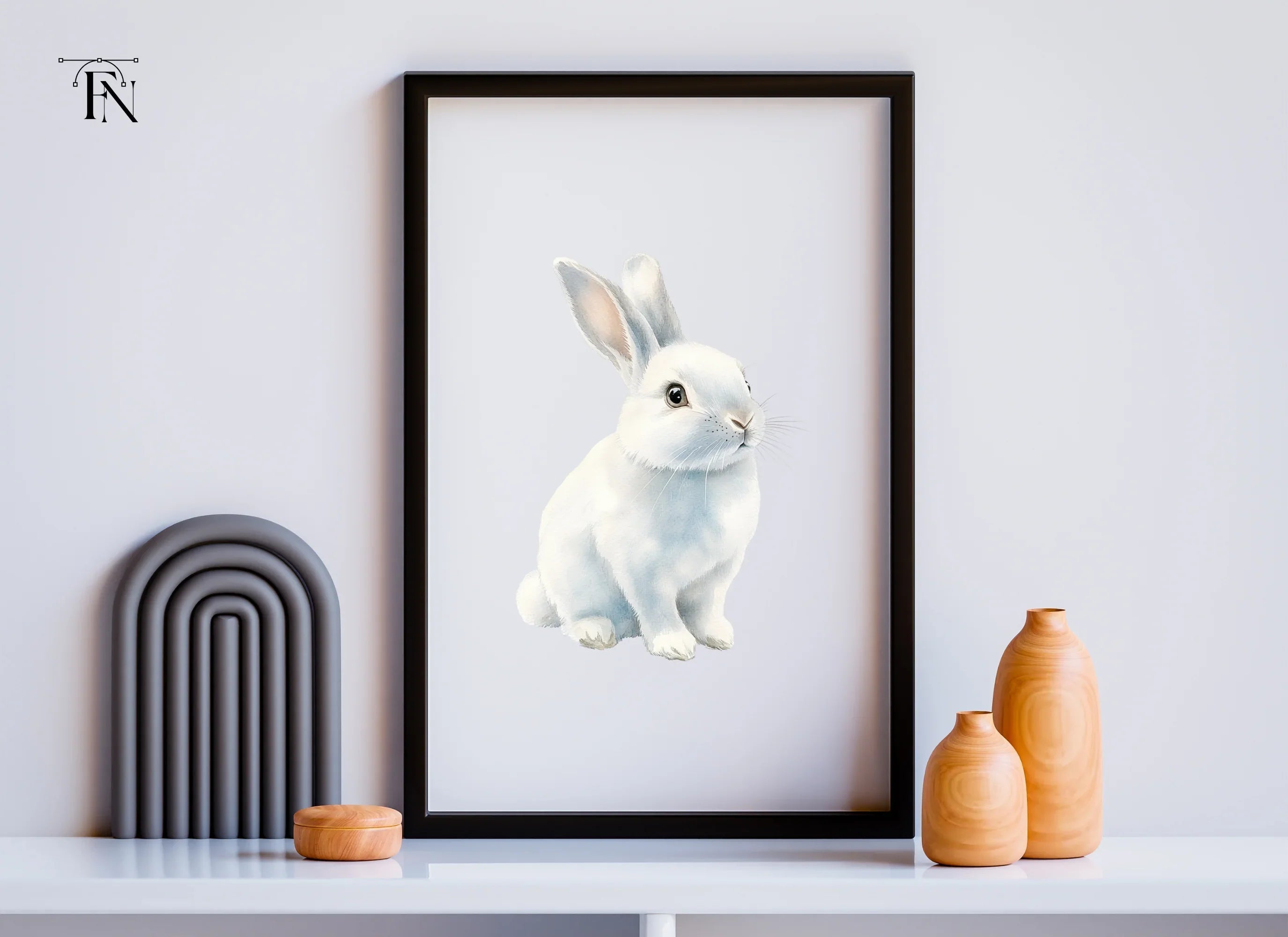 Realistic White Rabbit Clipart Bundle