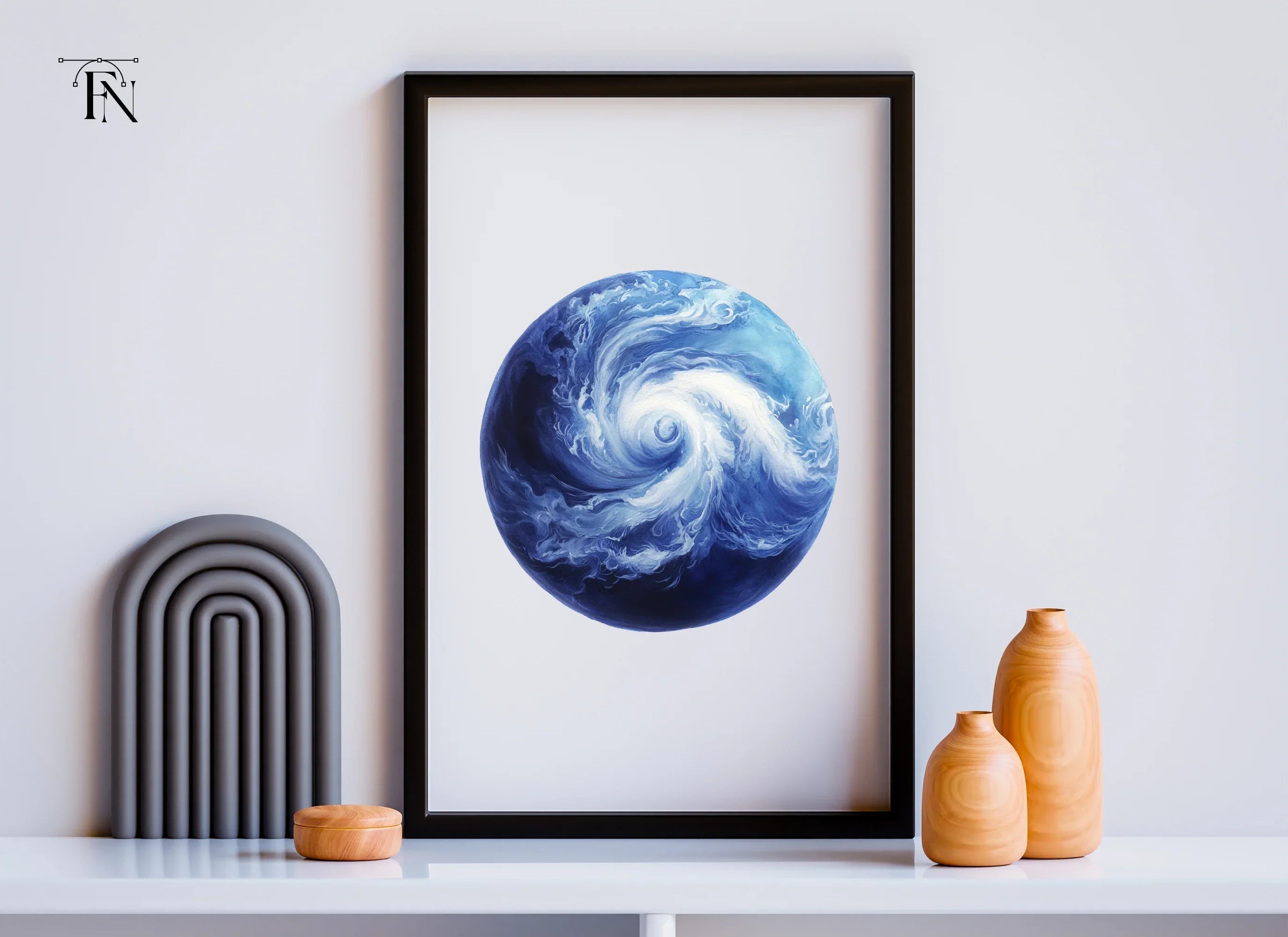 Blue Swirling Abstract Planet Clipart Bundle