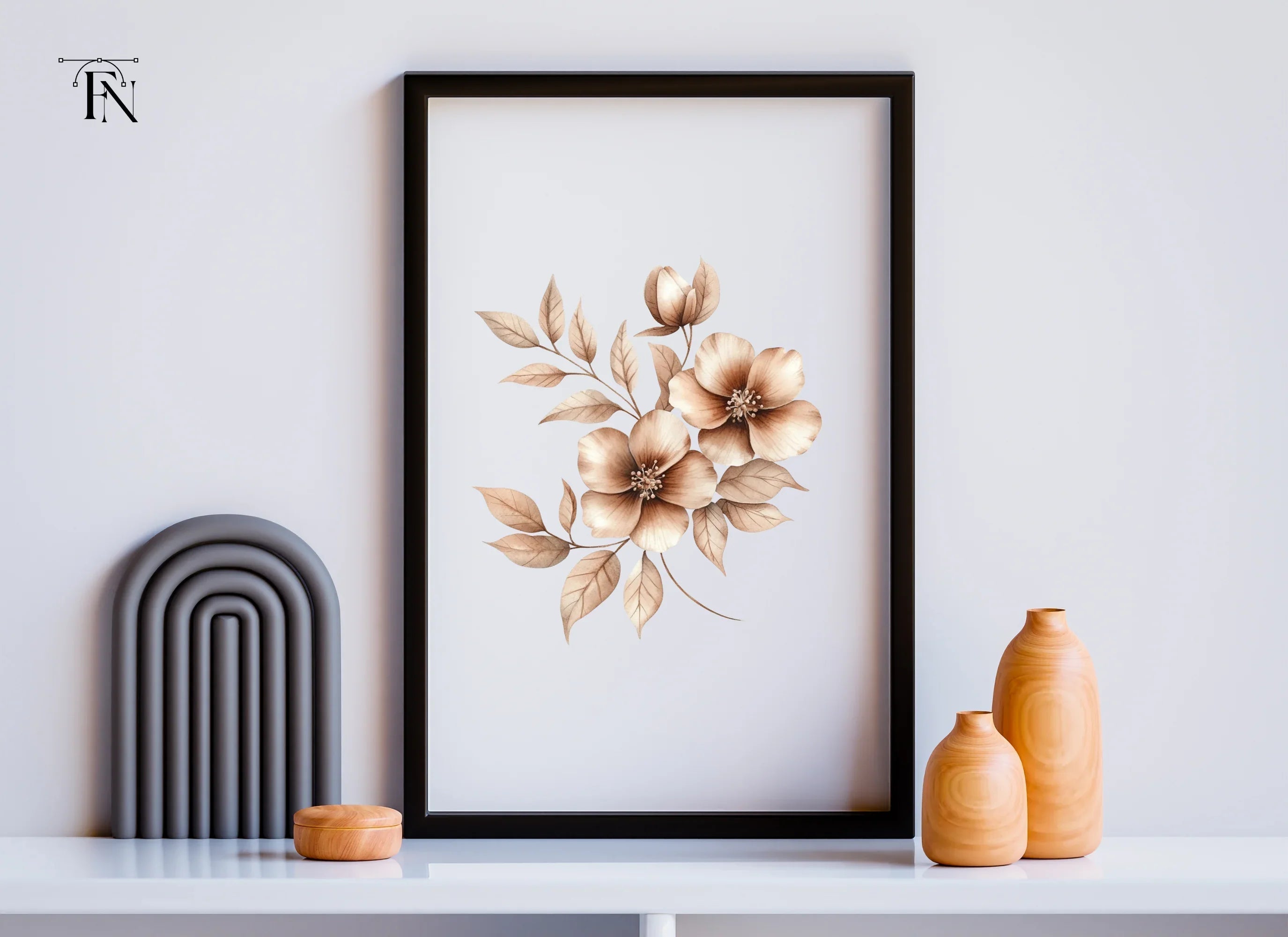 Vintage Brown Flower Clipart Bundle