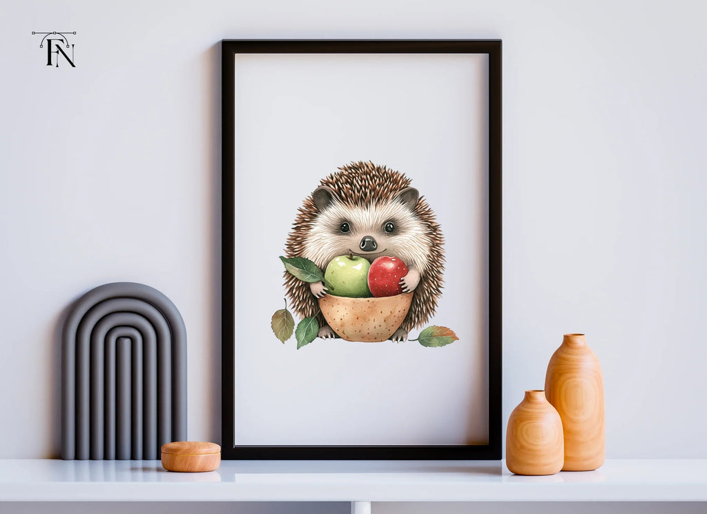 Cute Hedgehog with Apples Clipart Bundle