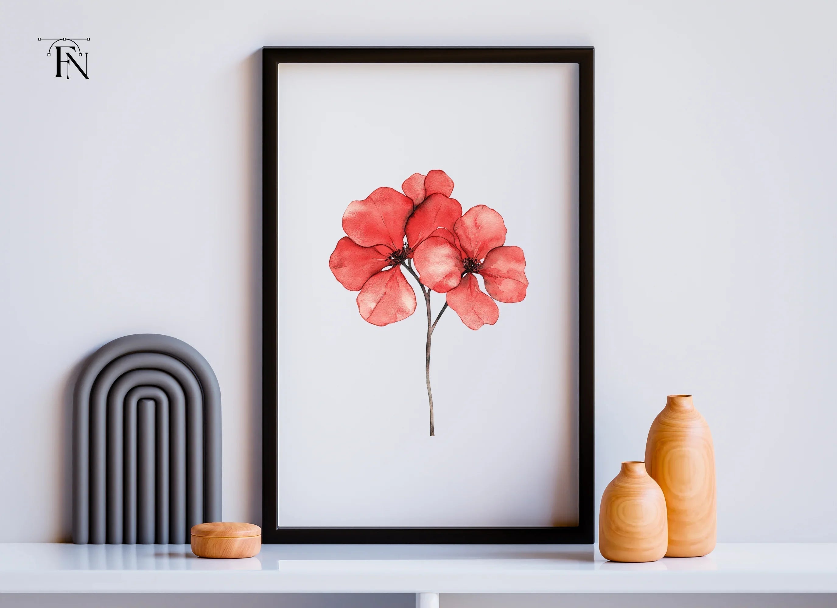 Red Geranium Flowers Clipart Bundle