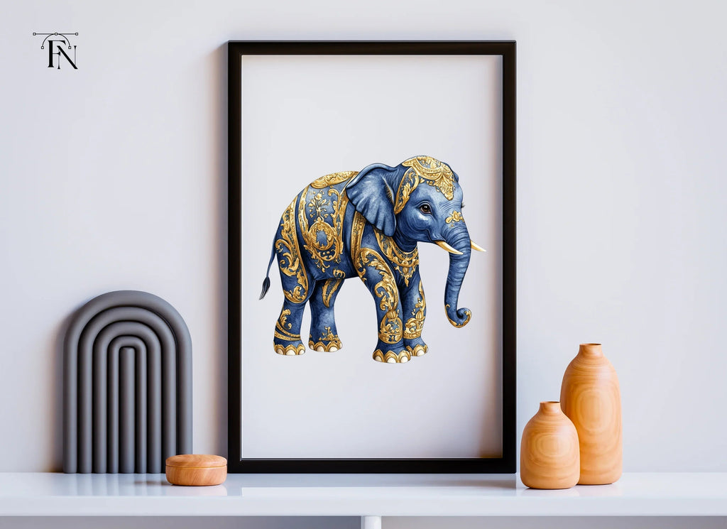 Majestic Blue Elephant Clipart Bundle