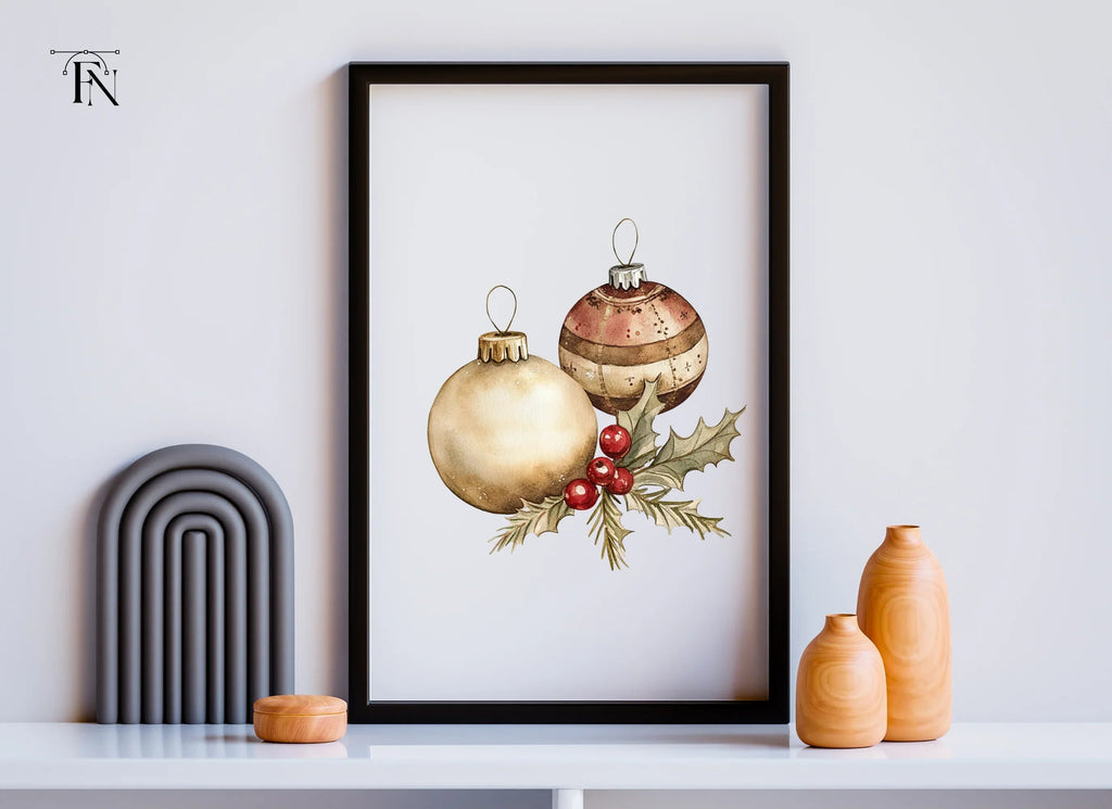 Christmas Ornaments and Holly Clipart Bundle