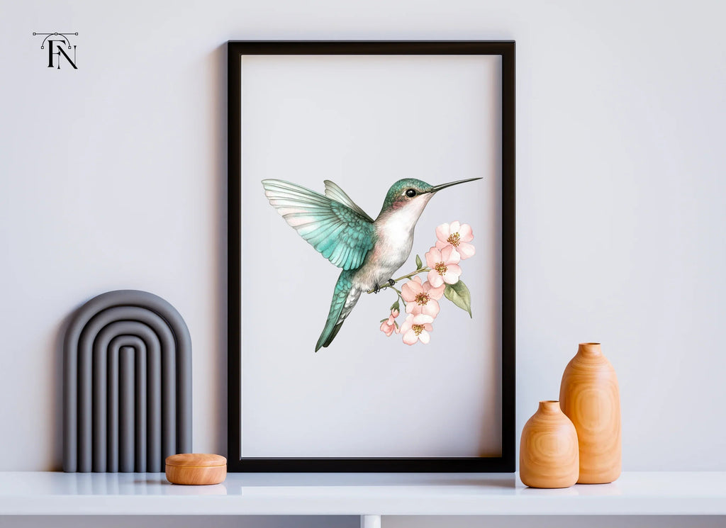Hummingbird and Cherry Blossom Clipart Bundle