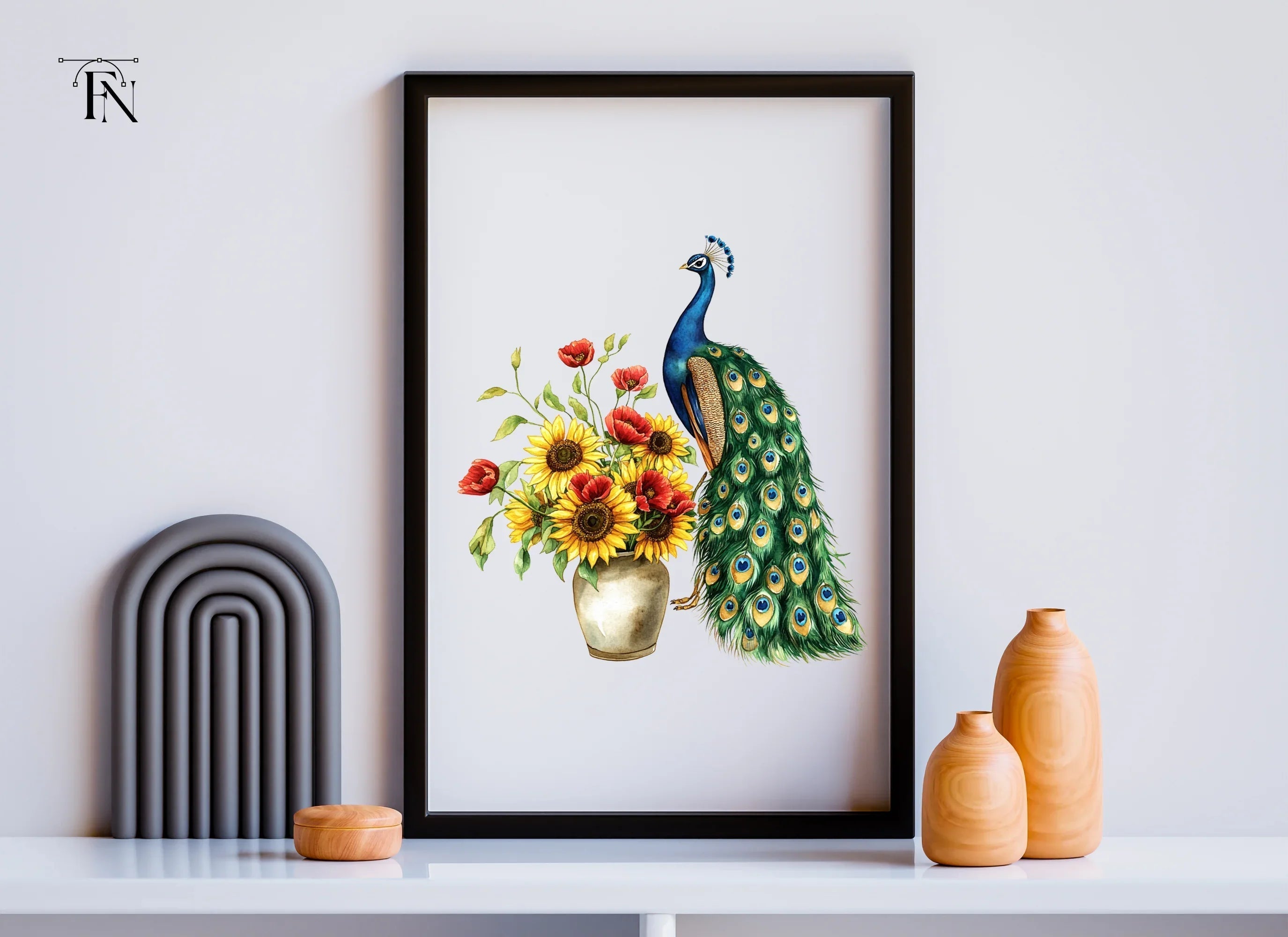 Elegant Peacock and Sunflower Clipart Bundle