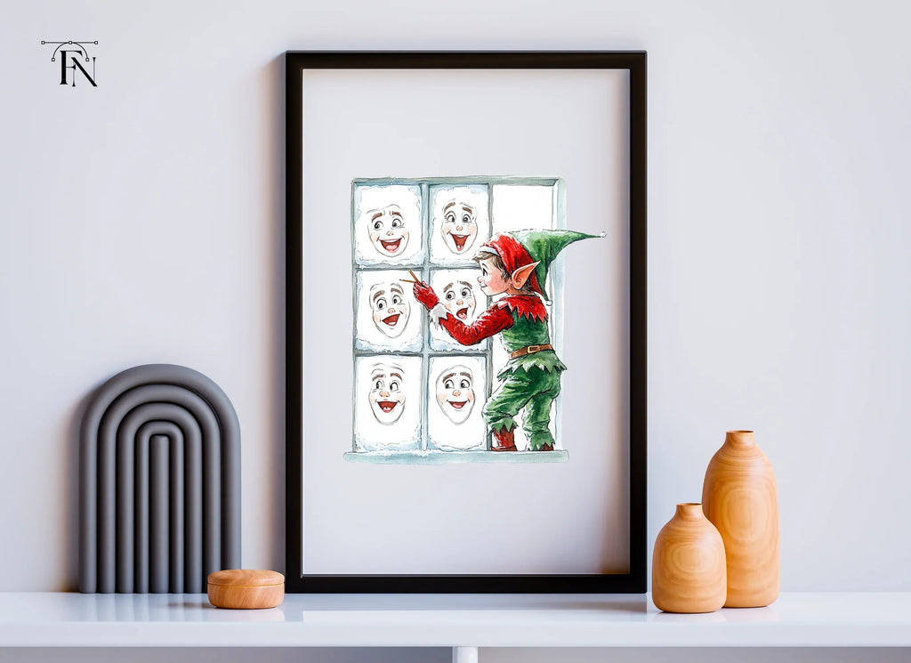 Christmas Elf Window Faces Clipart Bundle