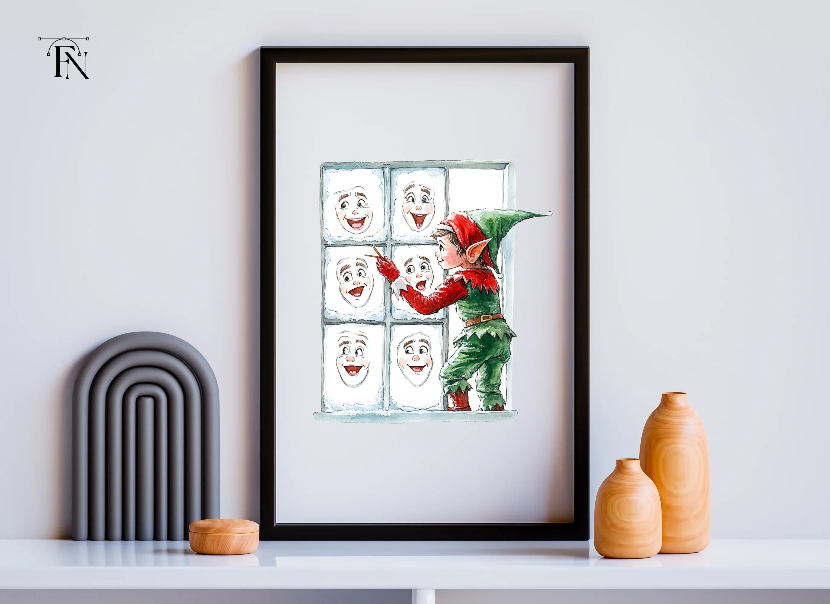 Christmas Elf Window Faces Clipart Bundle