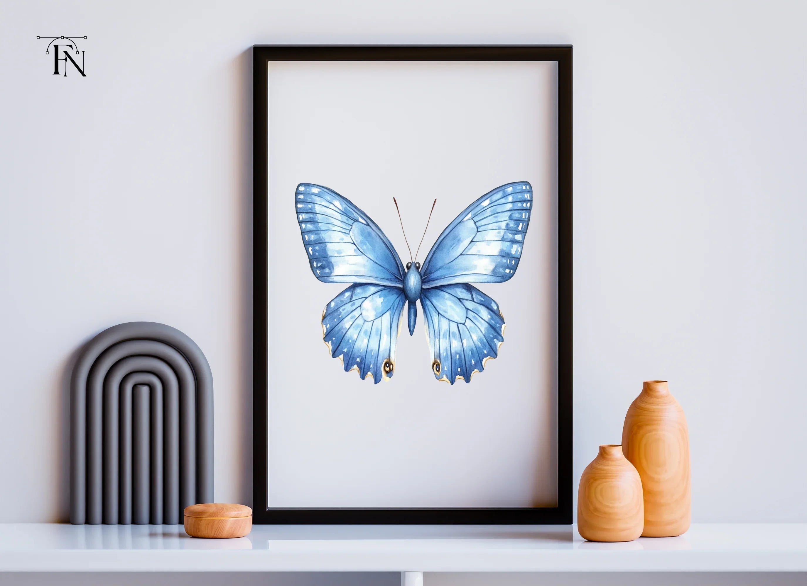 Light Blue Butterfly Clipart Bundle