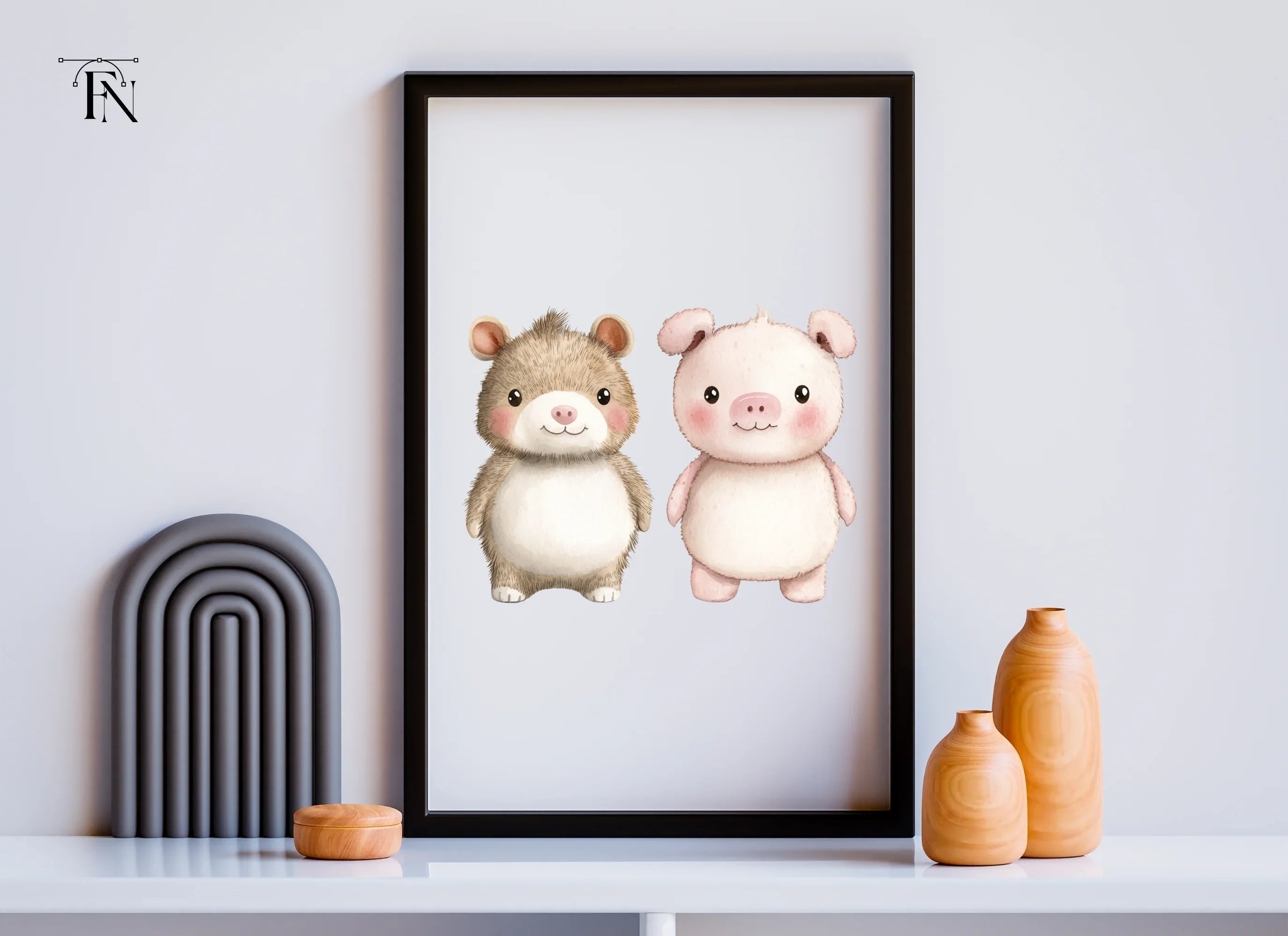 Cute Hamster and Piglet Duo Clipart Bundle
