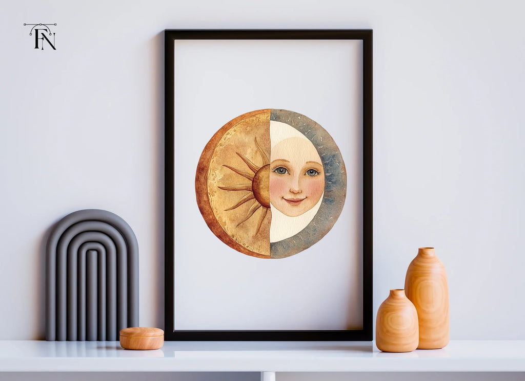 Celestial Sun Moon Face Clipart Bundle