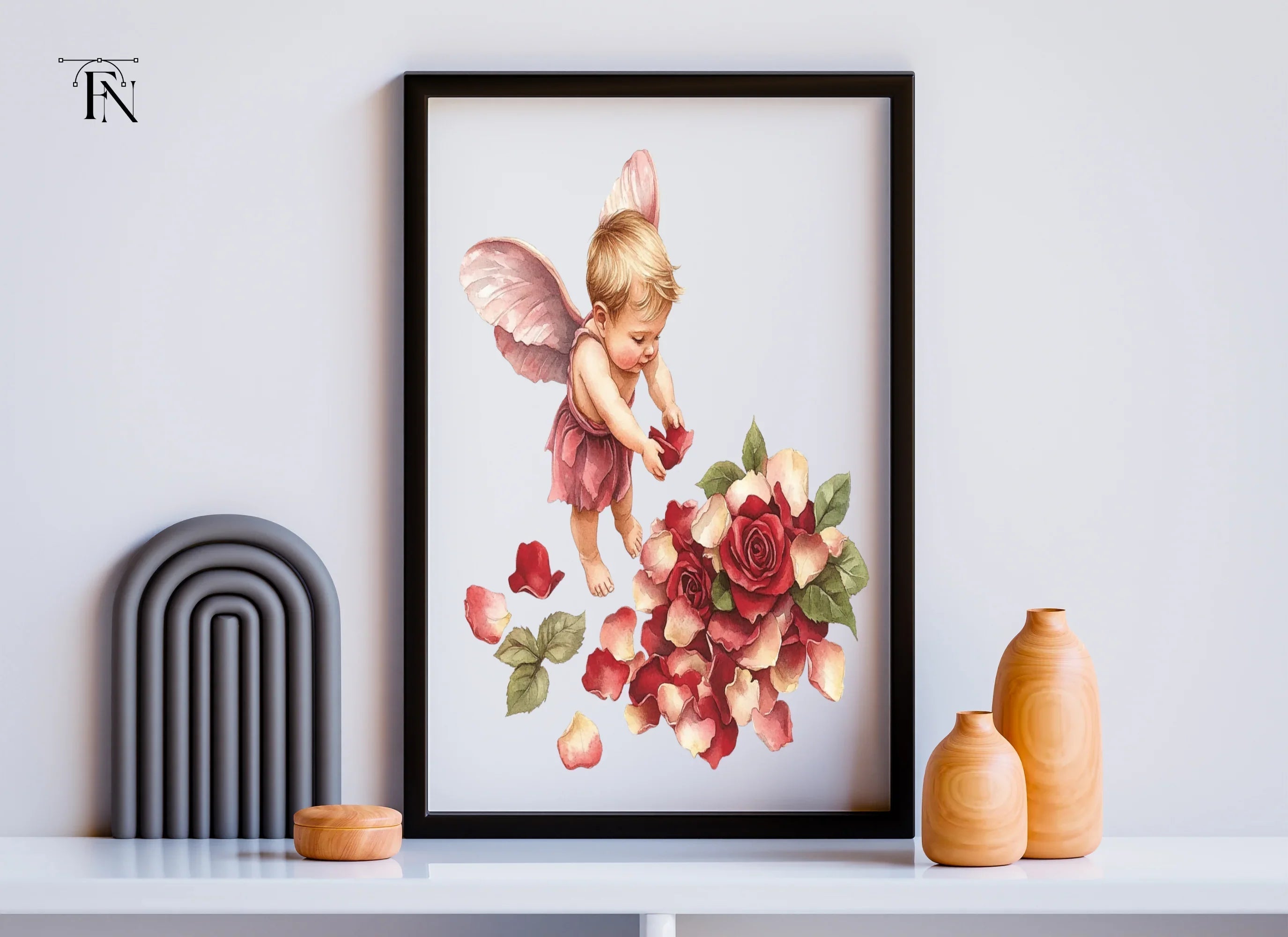 Baby Cupid Rose Petals Clipart Bundle