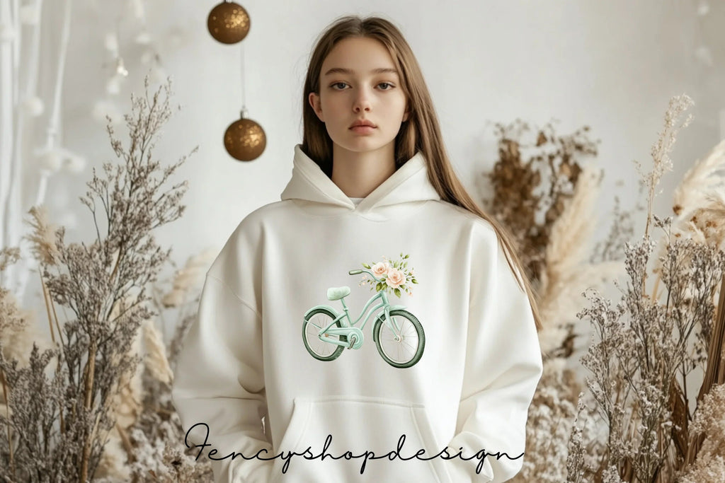 Vintage Bike Floral Basket Clipart Bundle