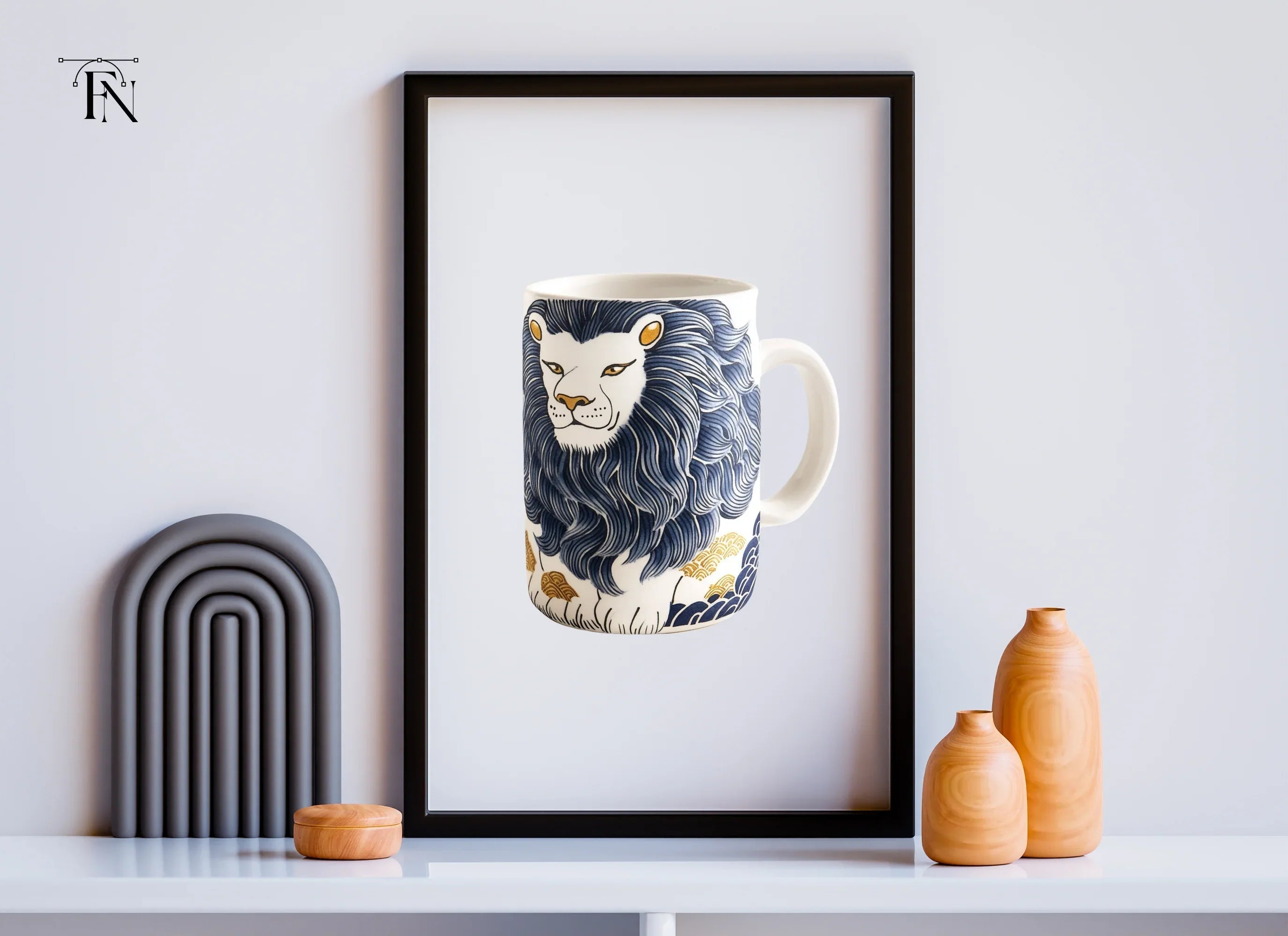 Blue Mane Lion Illustration Clipart Bundle