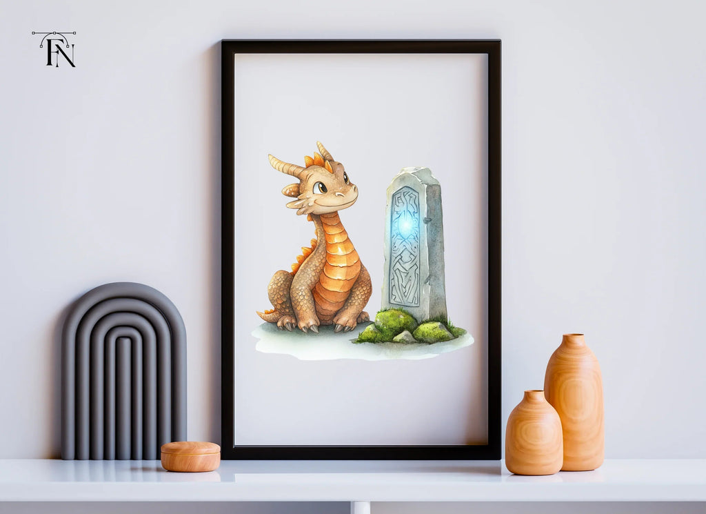 Cute Baby Dragon and Magic Stone Clipart Bundle