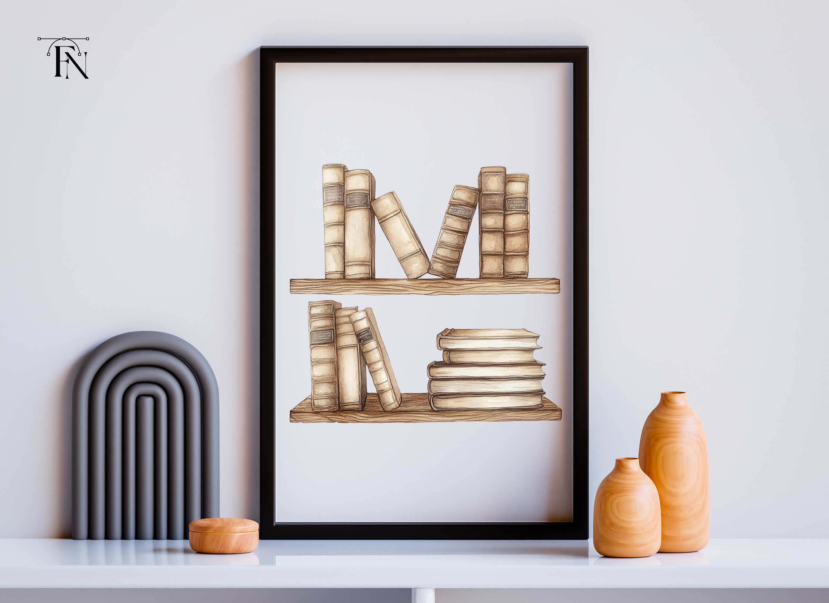 Stacked Books and Shelf Clipart Bundle