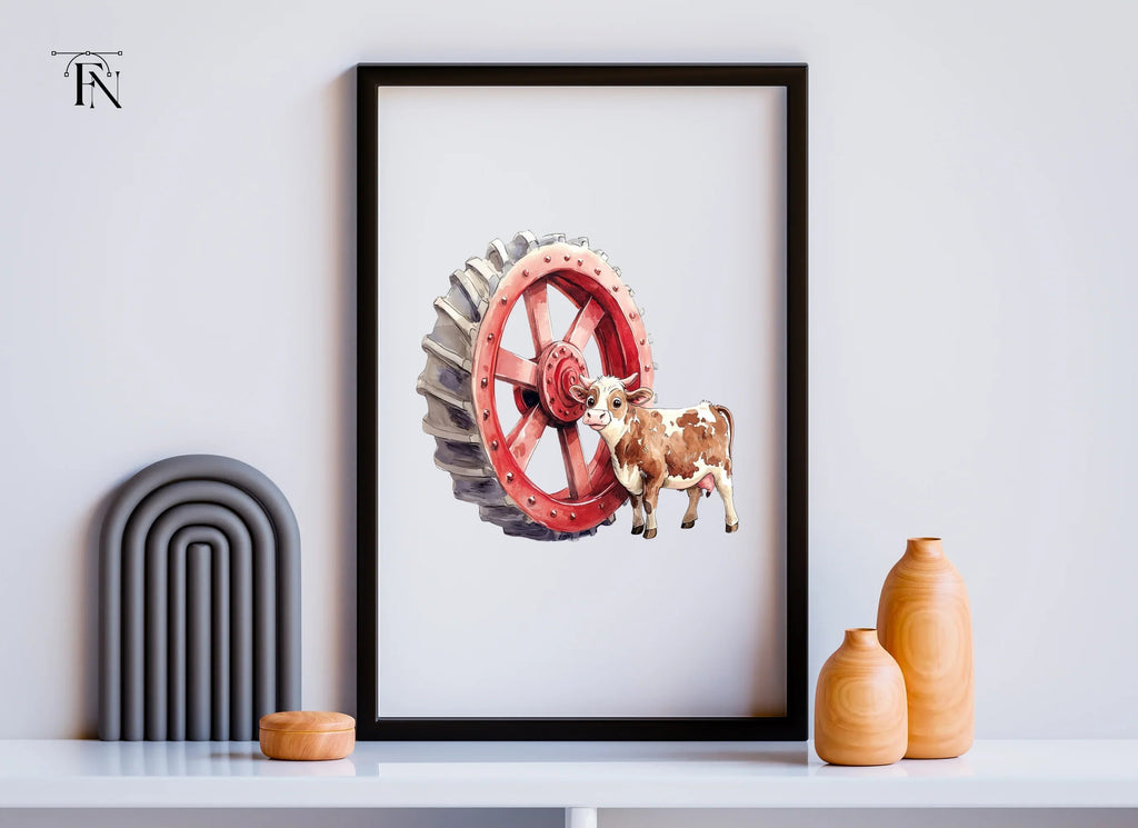 Calves with Farm Wheels Clipart Bundle
