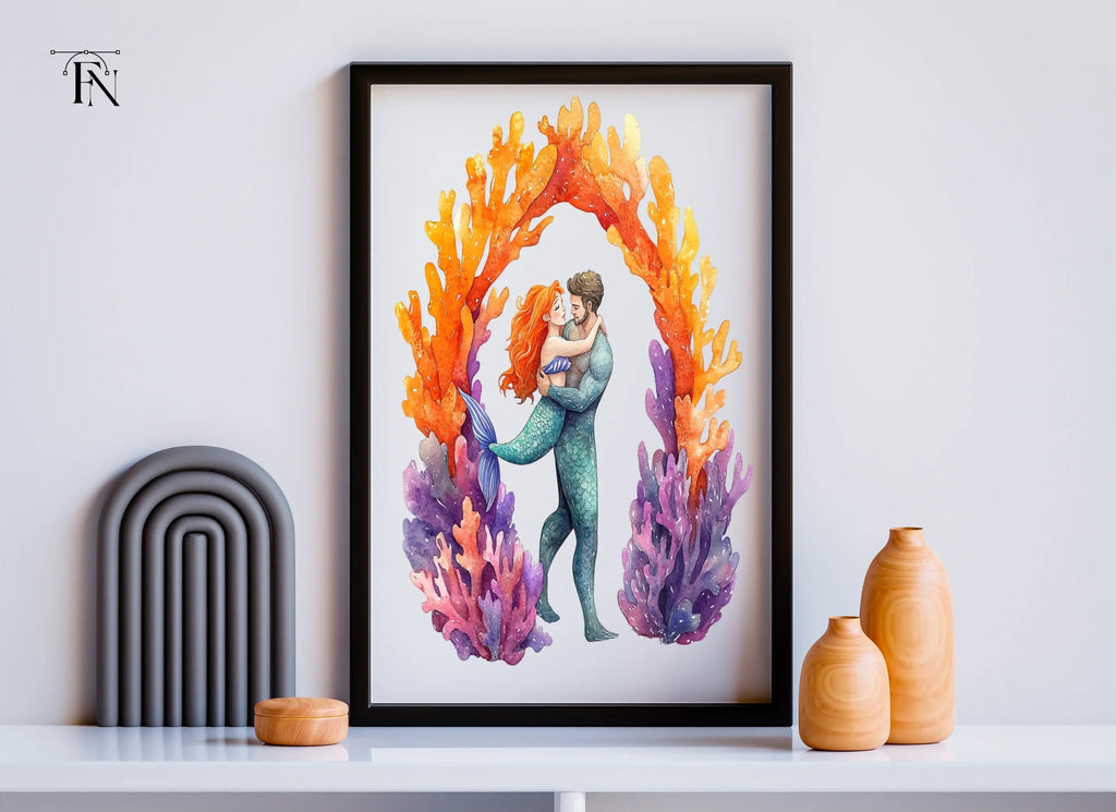 Mermaid Couple Coral Arch Clipart Bundle