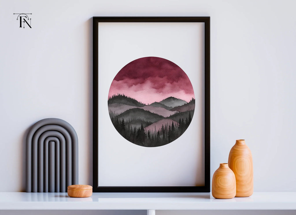 Dark Forest Mountain Landscape Clipart Bundle