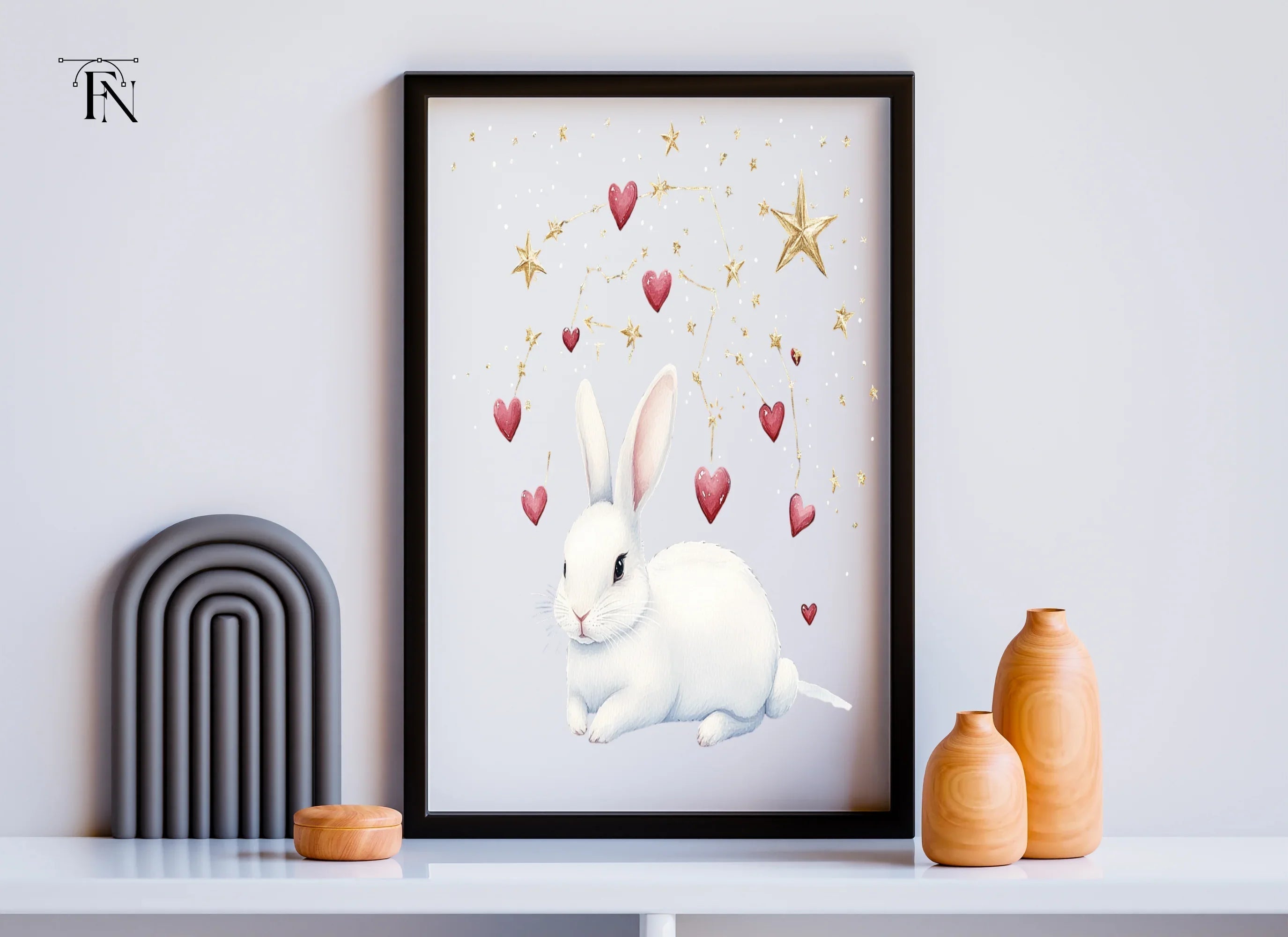 Cute Bunny with Star and Heart Clipart Bundle