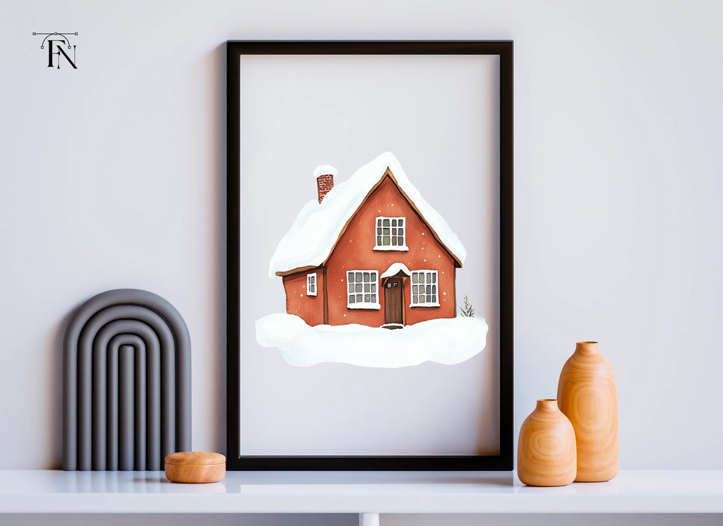 Red Winter House Clipart Bundle