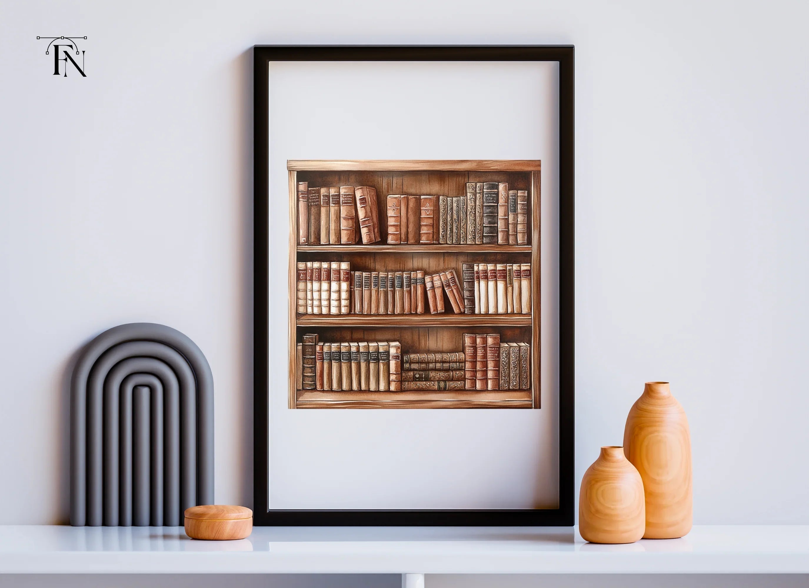 Vintage Bookshelf Clipart Bundle
