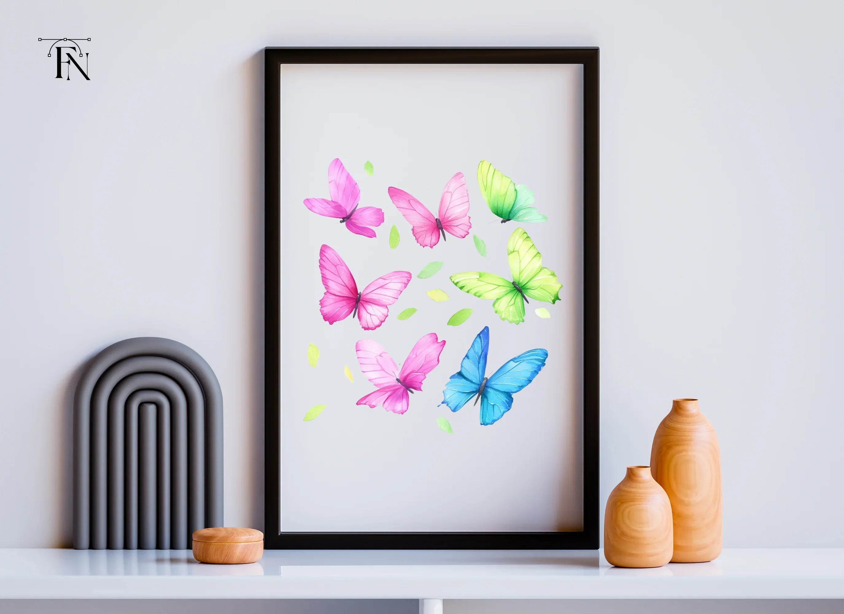 Vibrant Butterfly and Leaves Clipart Bundle