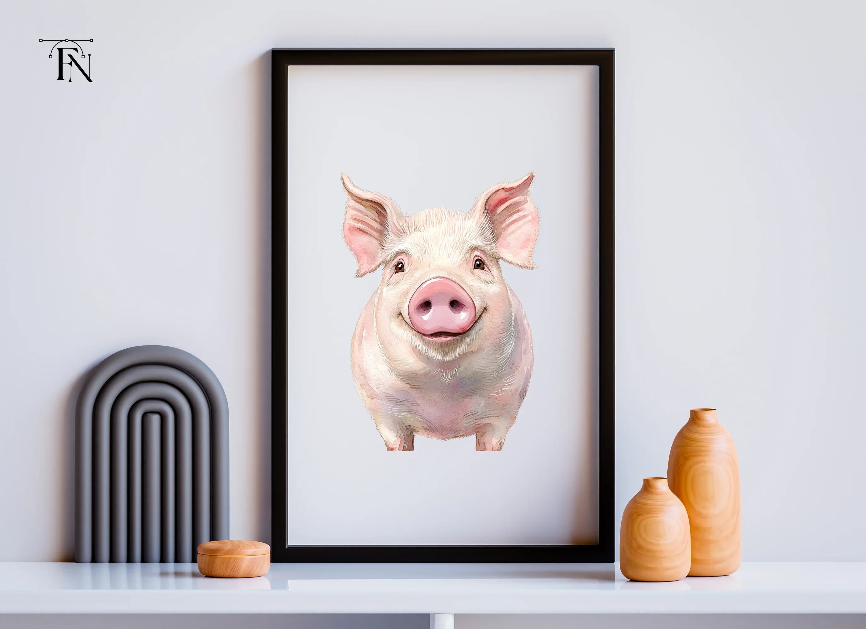 Three Happy Piglets Clipart Bundle
