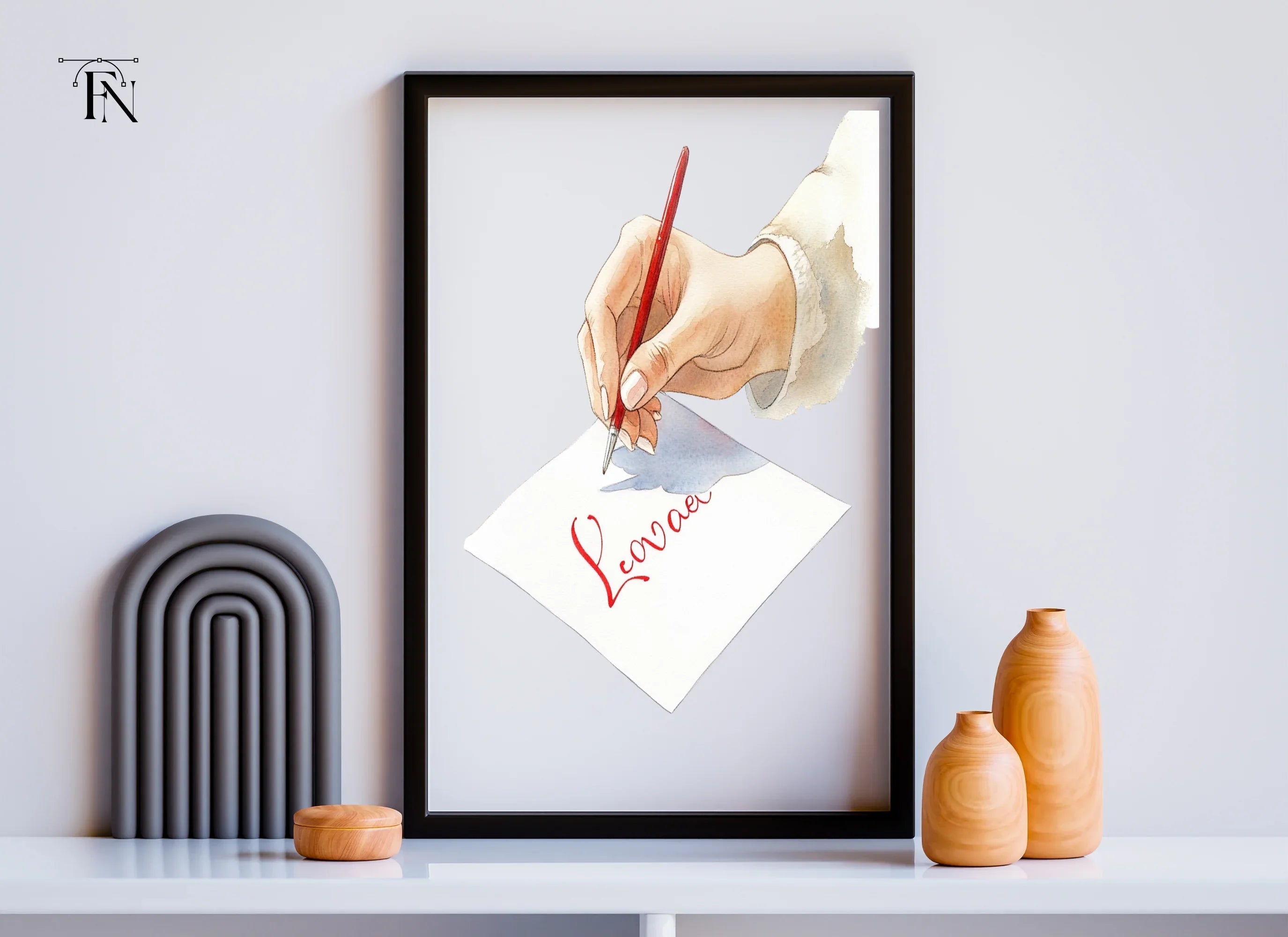 Hand Writing Love with Red Pen Clipart Bundle